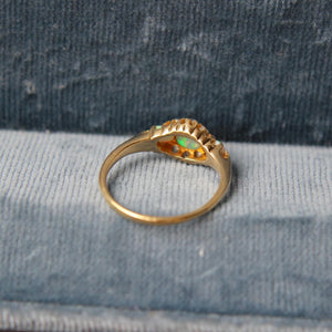 Edwardian Opal and Old Cut Diamond Three Stone Ring