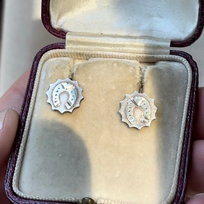 RESERVED Silver Horseshoe Earrings