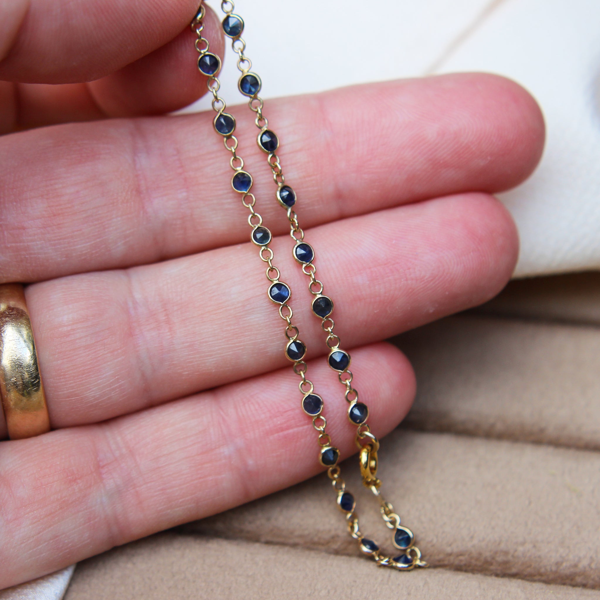 Vintage Rubover Sapphire Chain Bracelet