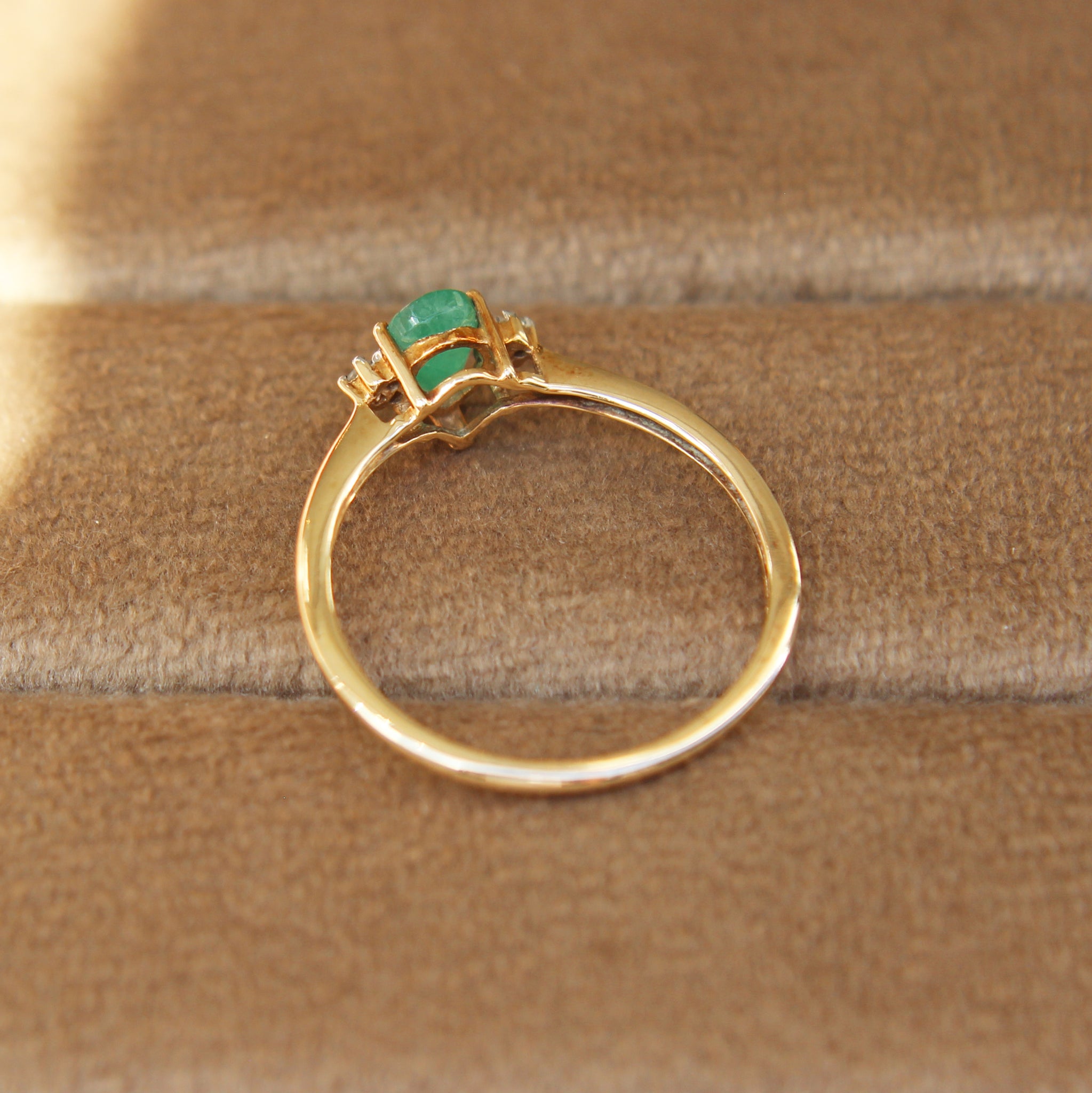 Vintage Pear Shaped Emerald and Diamond Ring