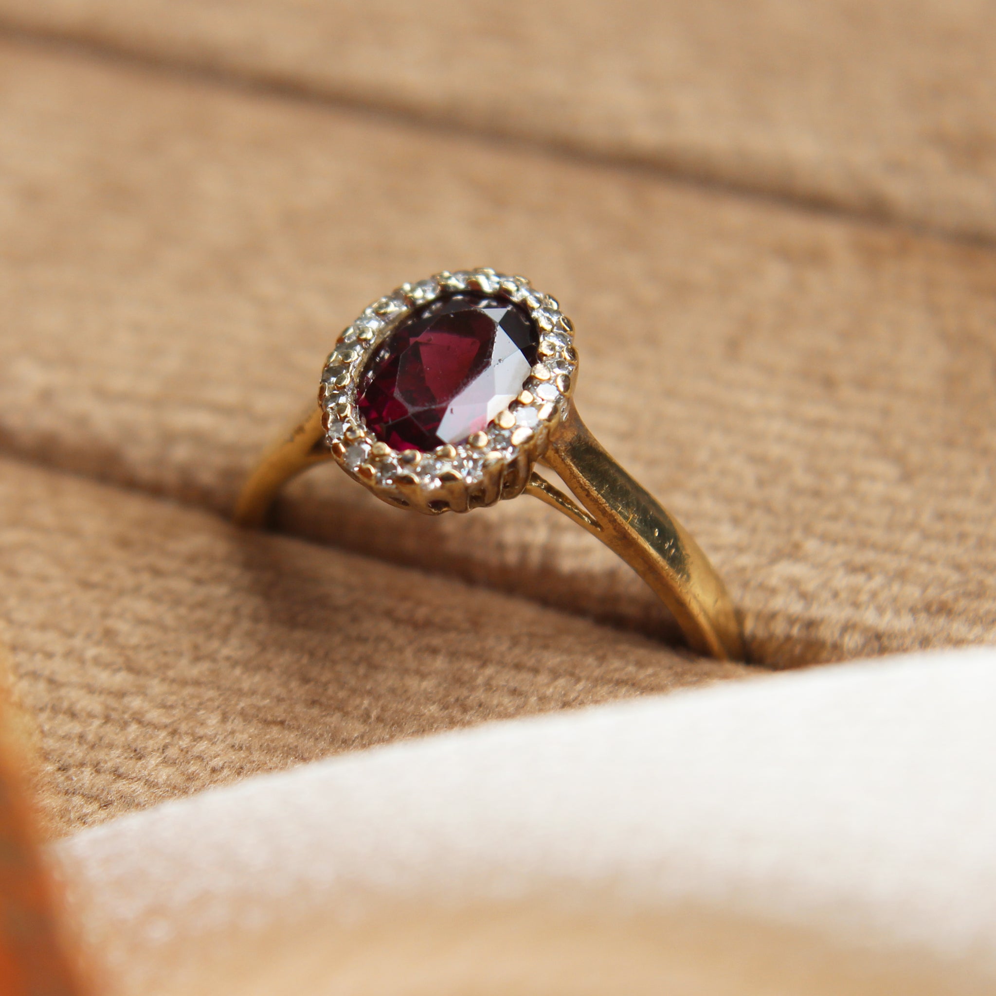 RESERVED Garnet and Diamond Cluster Ring (1st Instalment)