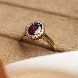 RESERVED Garnet and Diamond Cluster Ring (1st Instalment)