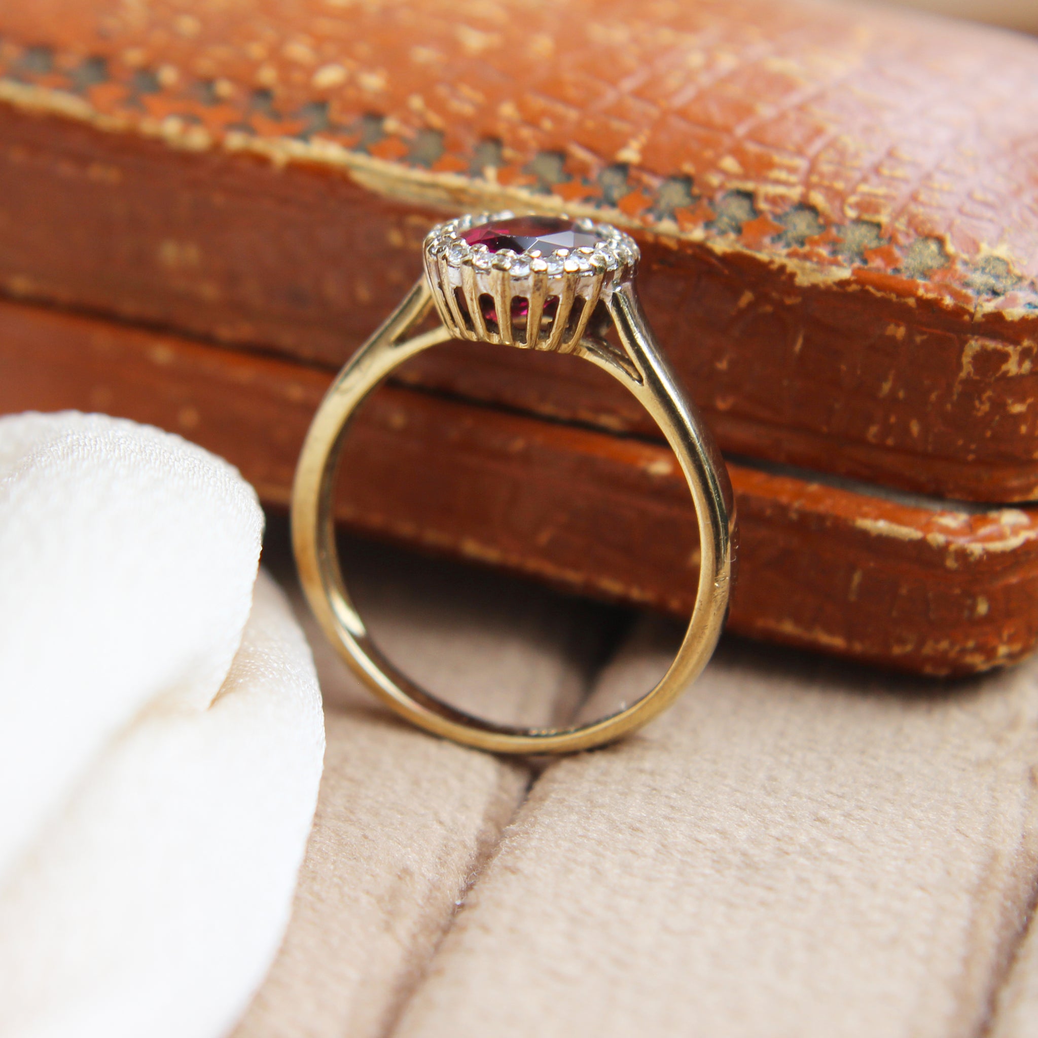 RESERVED Garnet and Diamond Cluster Ring (1st Instalment)