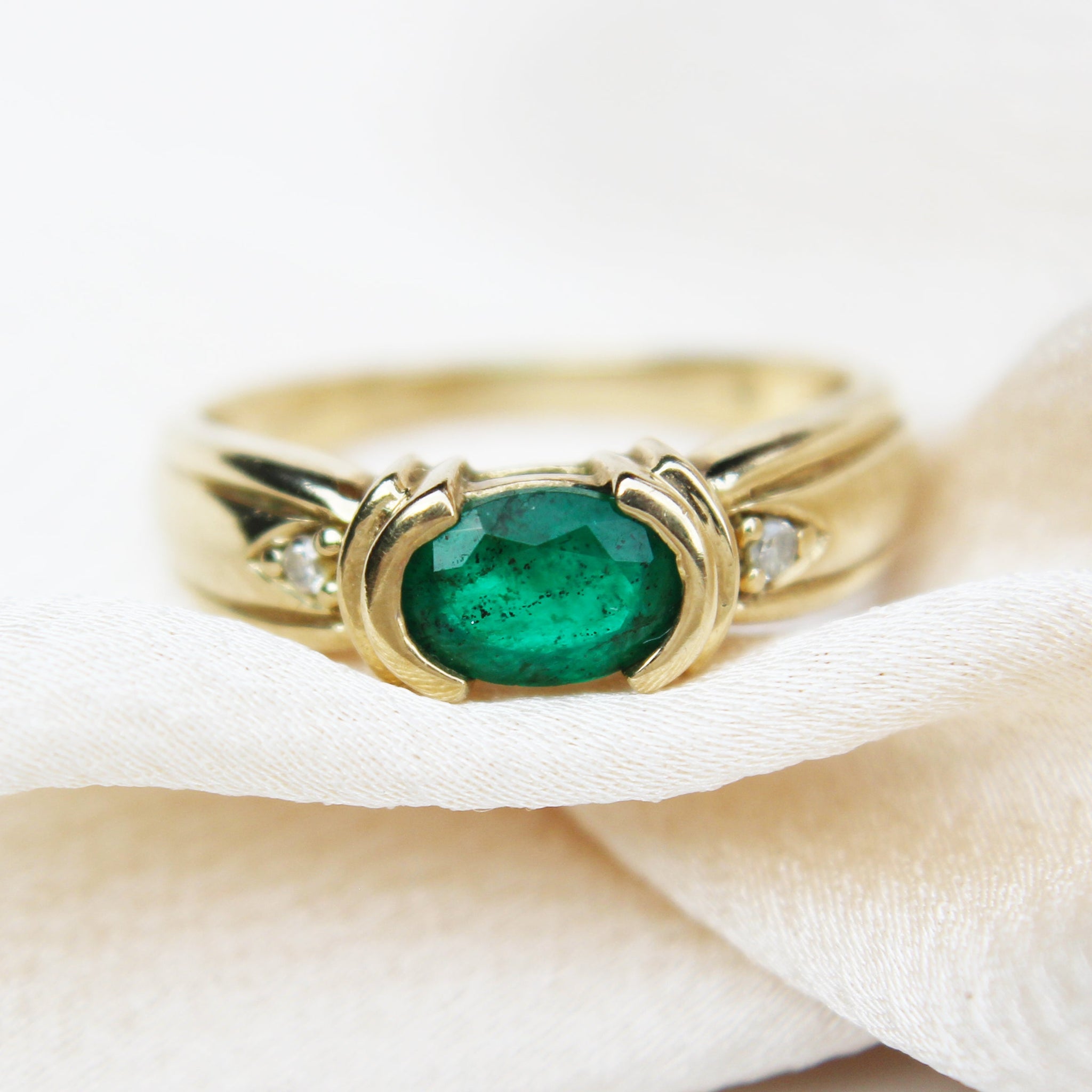 Vintage Emerald and Diamond Band