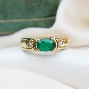 Vintage Emerald and Diamond Band