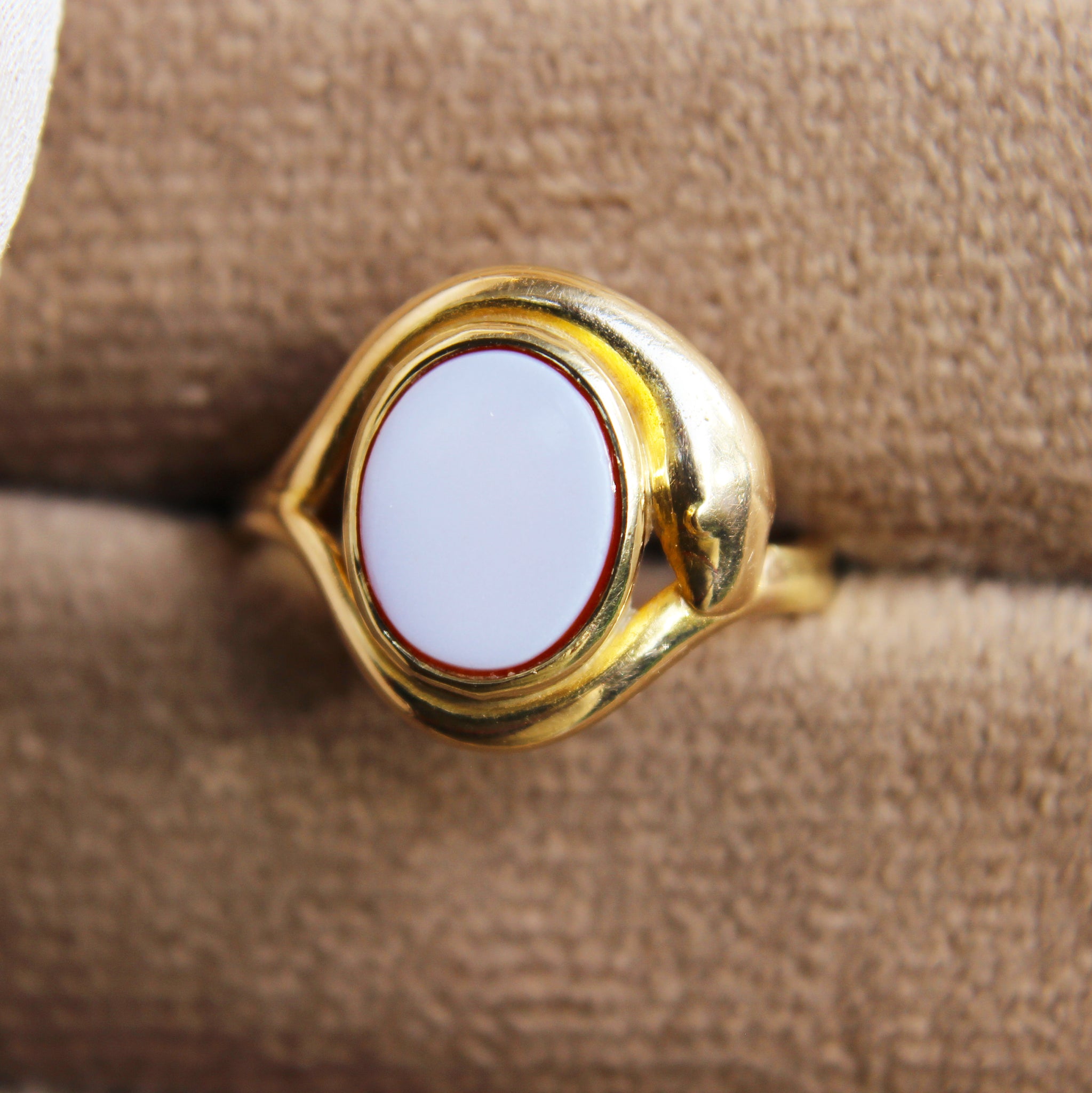 Victorian Banded Carnelian Snake Ring