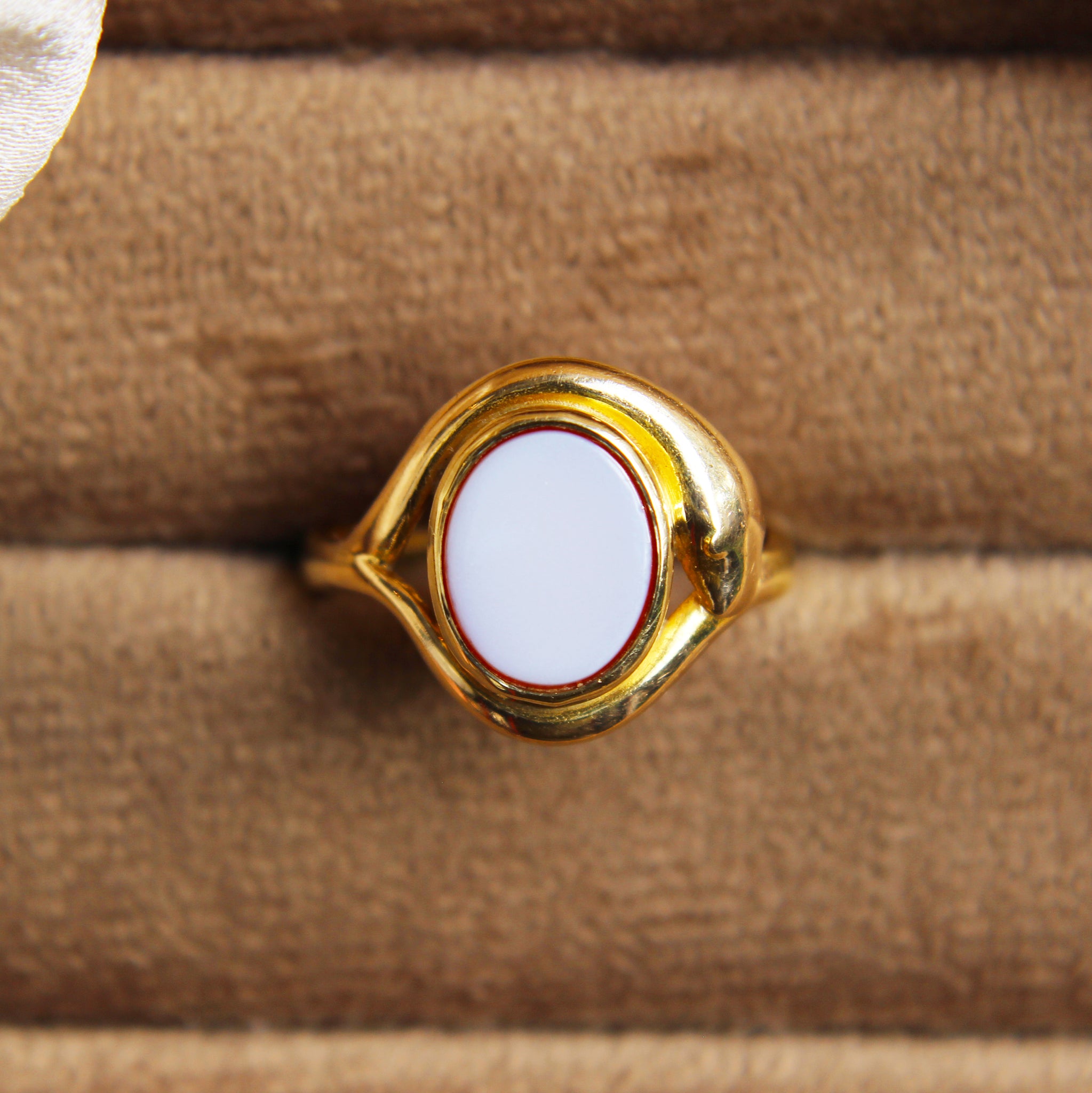 Victorian Banded Carnelian Snake Ring