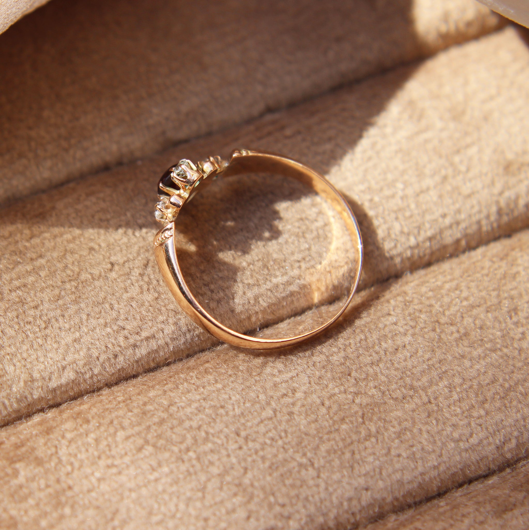 Victorian Garnet and Old Cut Diamond Quatrefoil Ring