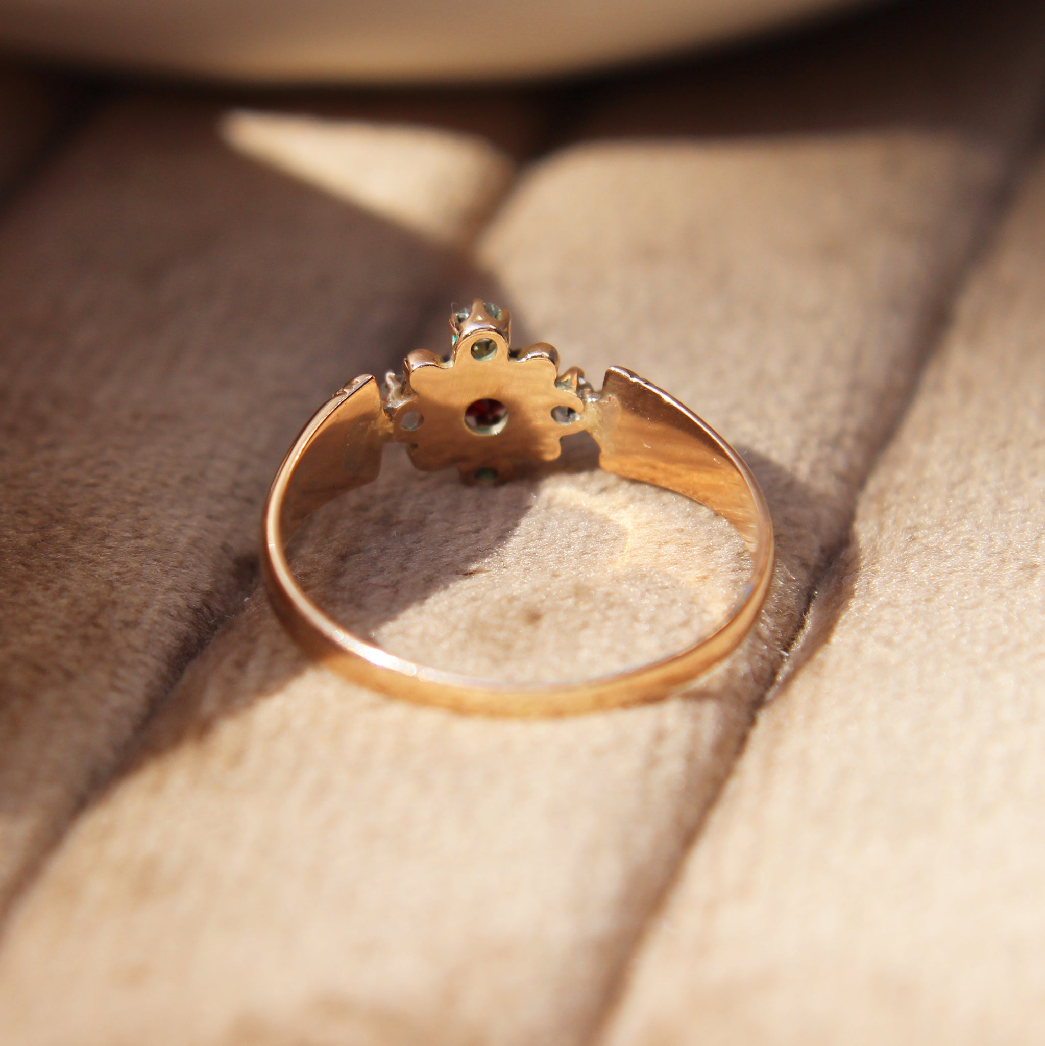 Victorian Garnet and Old Cut Diamond Quatrefoil Ring