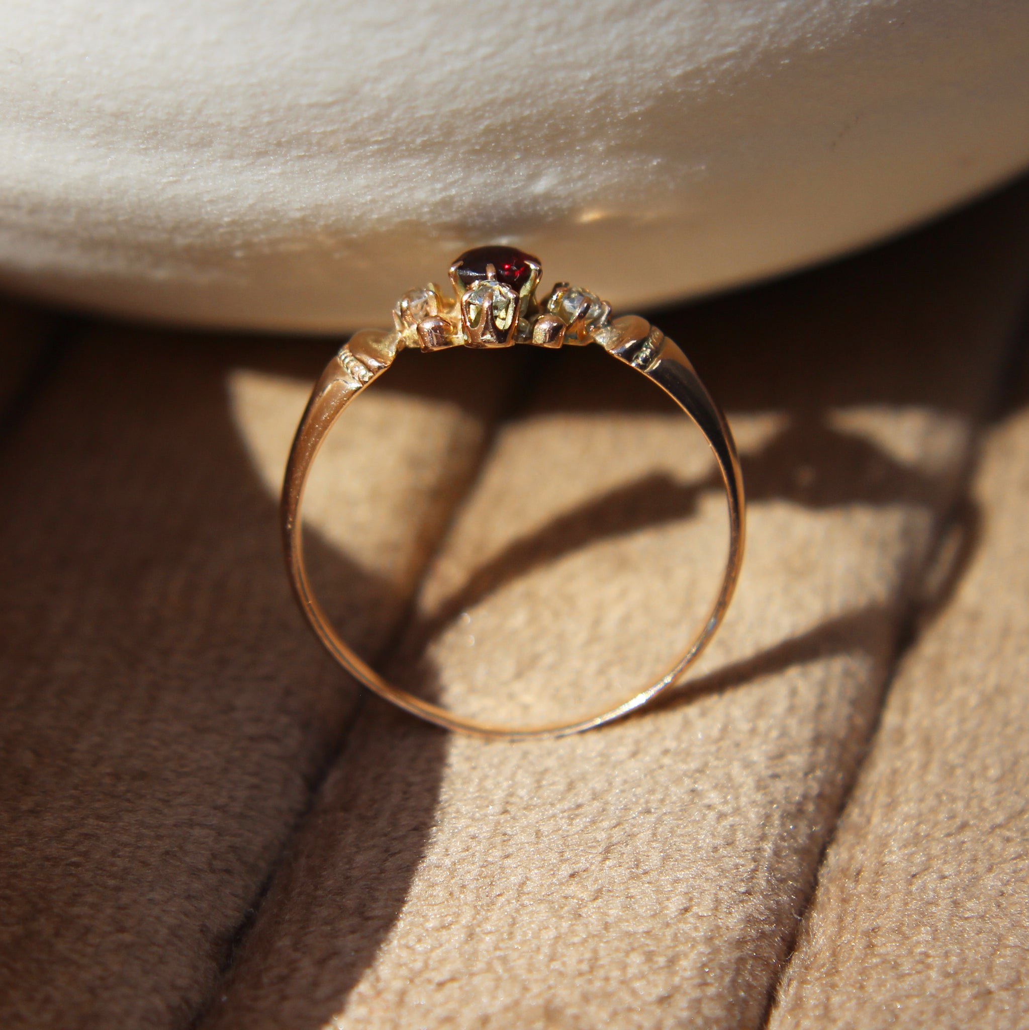 Victorian Garnet and Old Cut Diamond Quatrefoil Ring