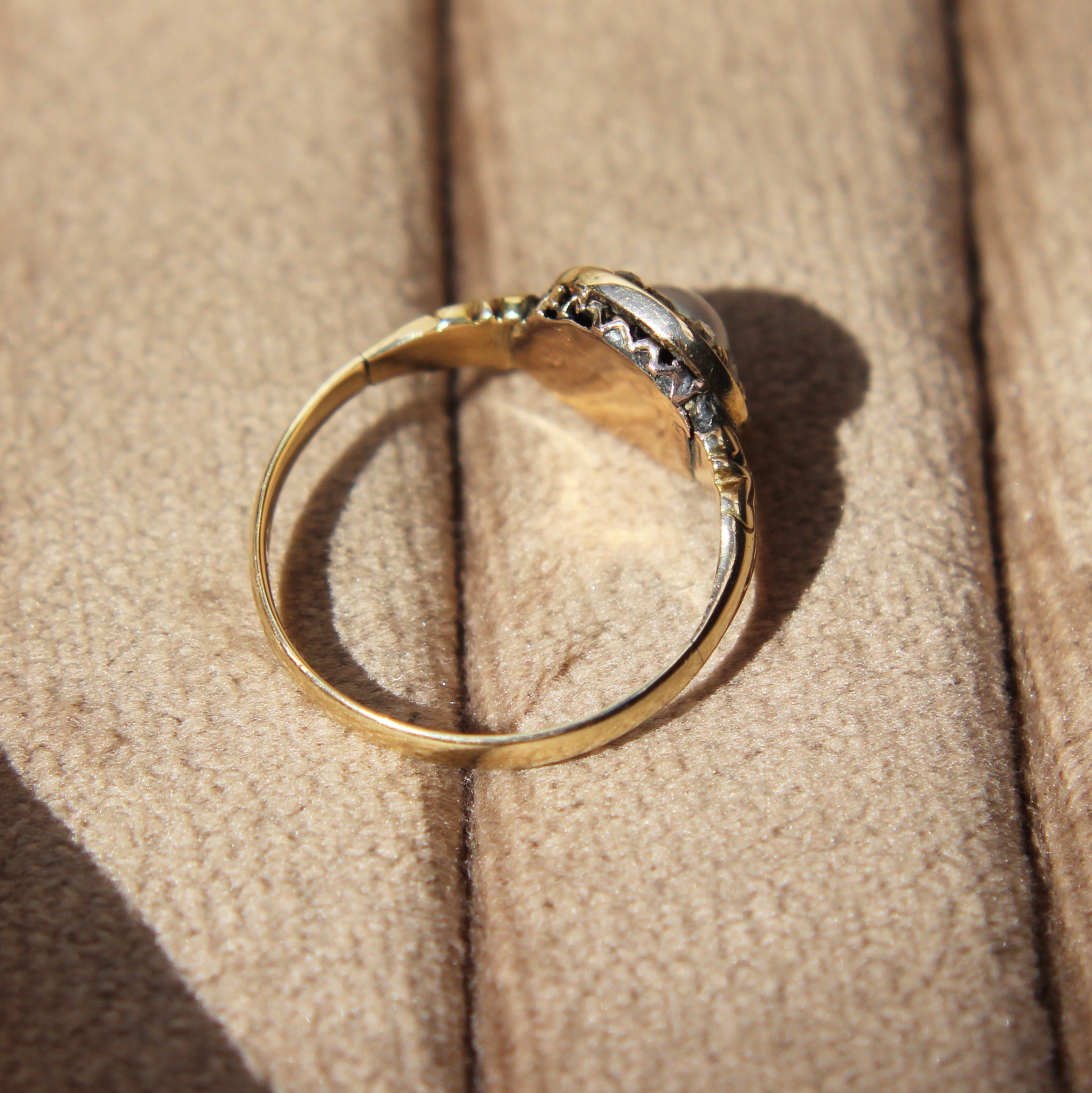Victorian Pearl and Rose Cut Diamond Cluster Ring
