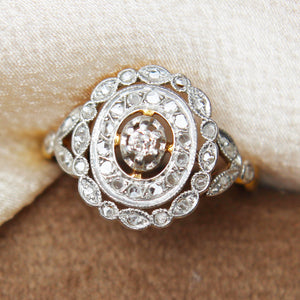 Edwardian Rose Cut Diamond Cluster Ring