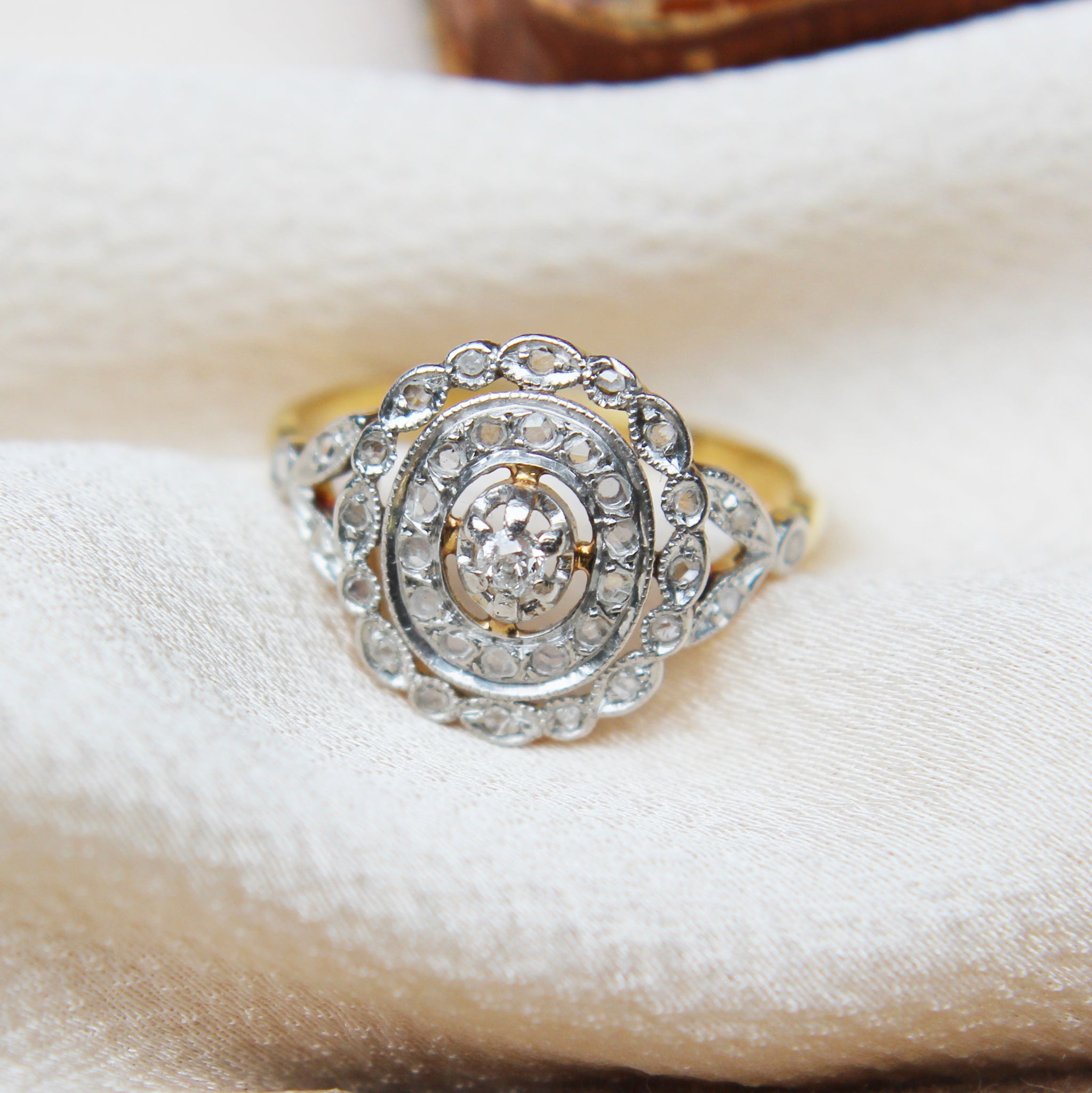 Edwardian Rose Cut Diamond Cluster Ring