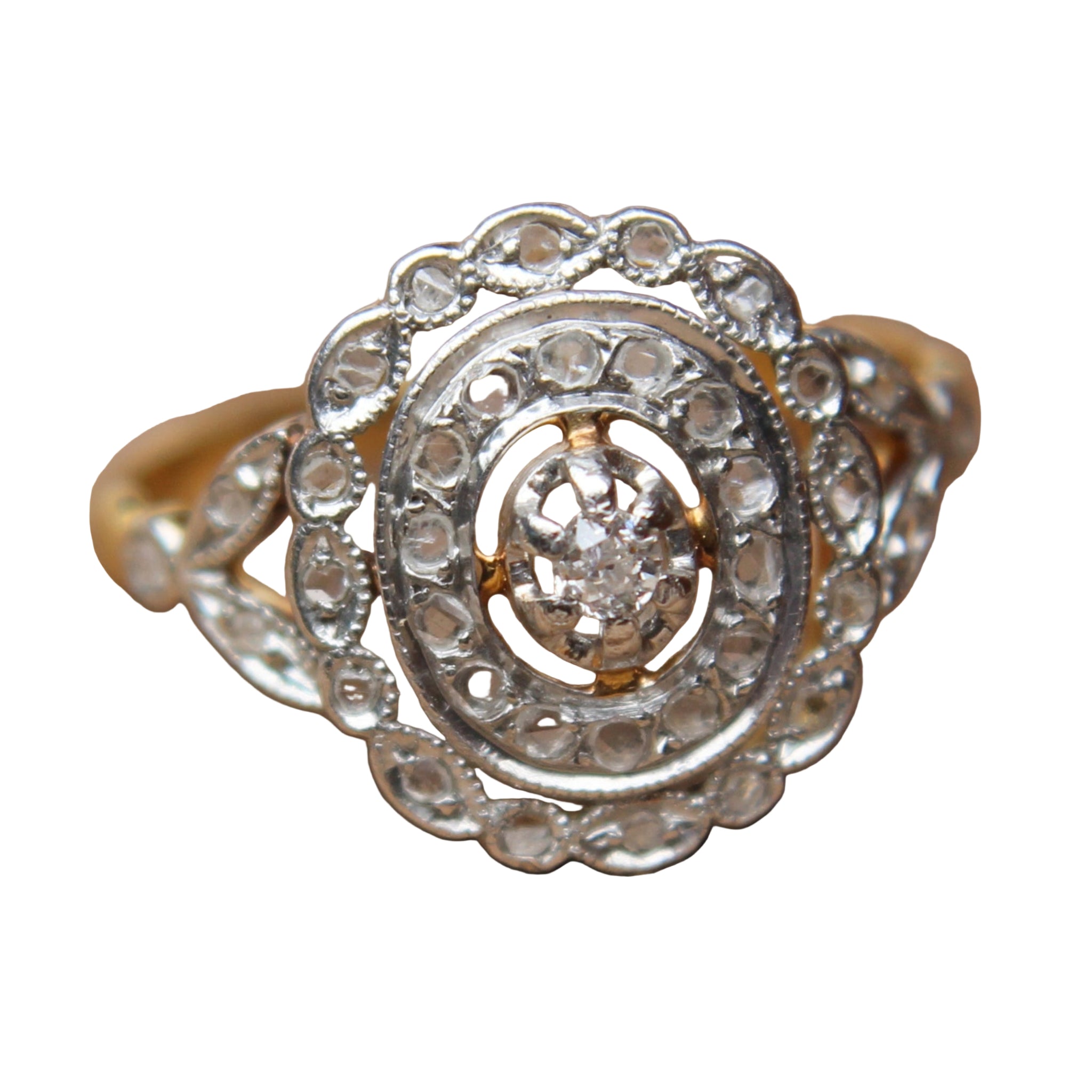 Edwardian Rose Cut Diamond Cluster Ring