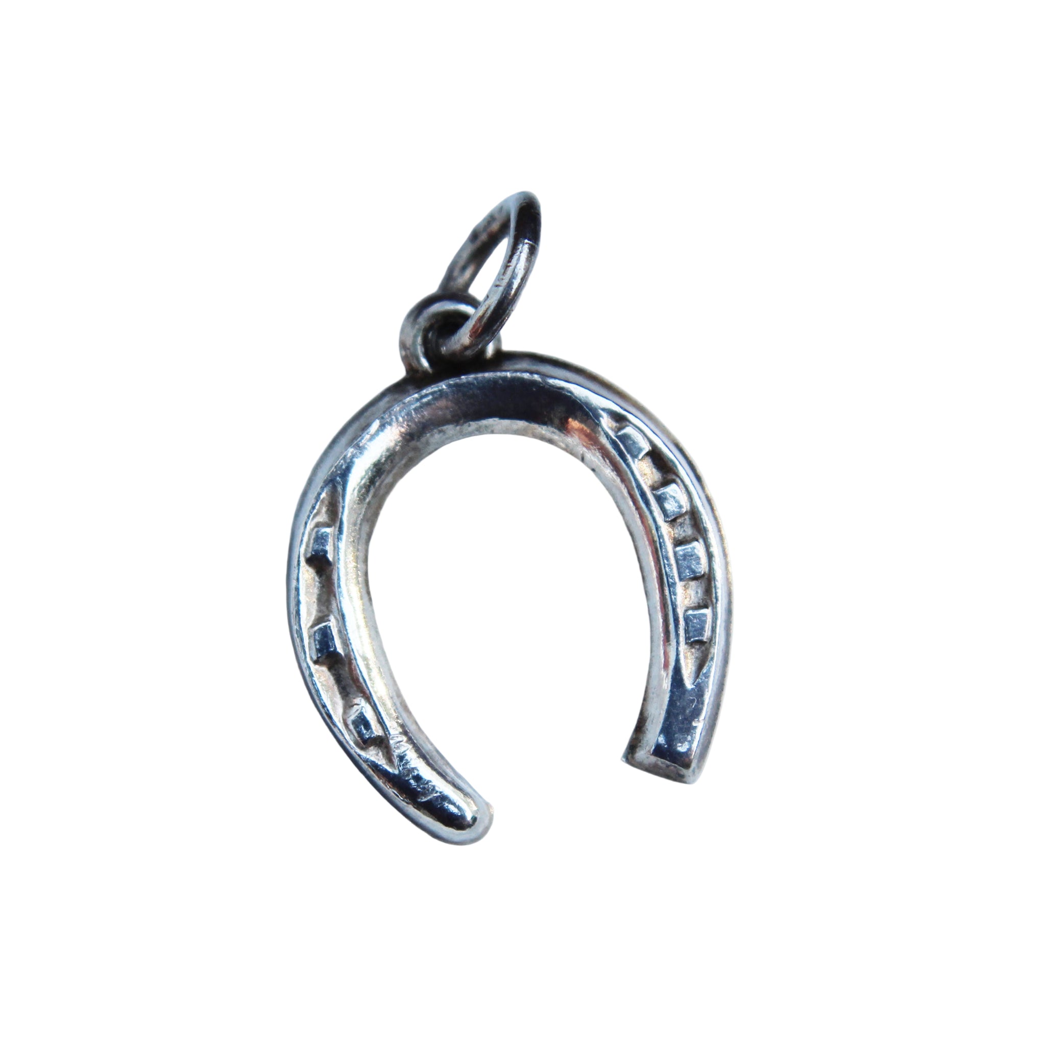 Vintage 1980s Solid Silver Horseshoe Pendant