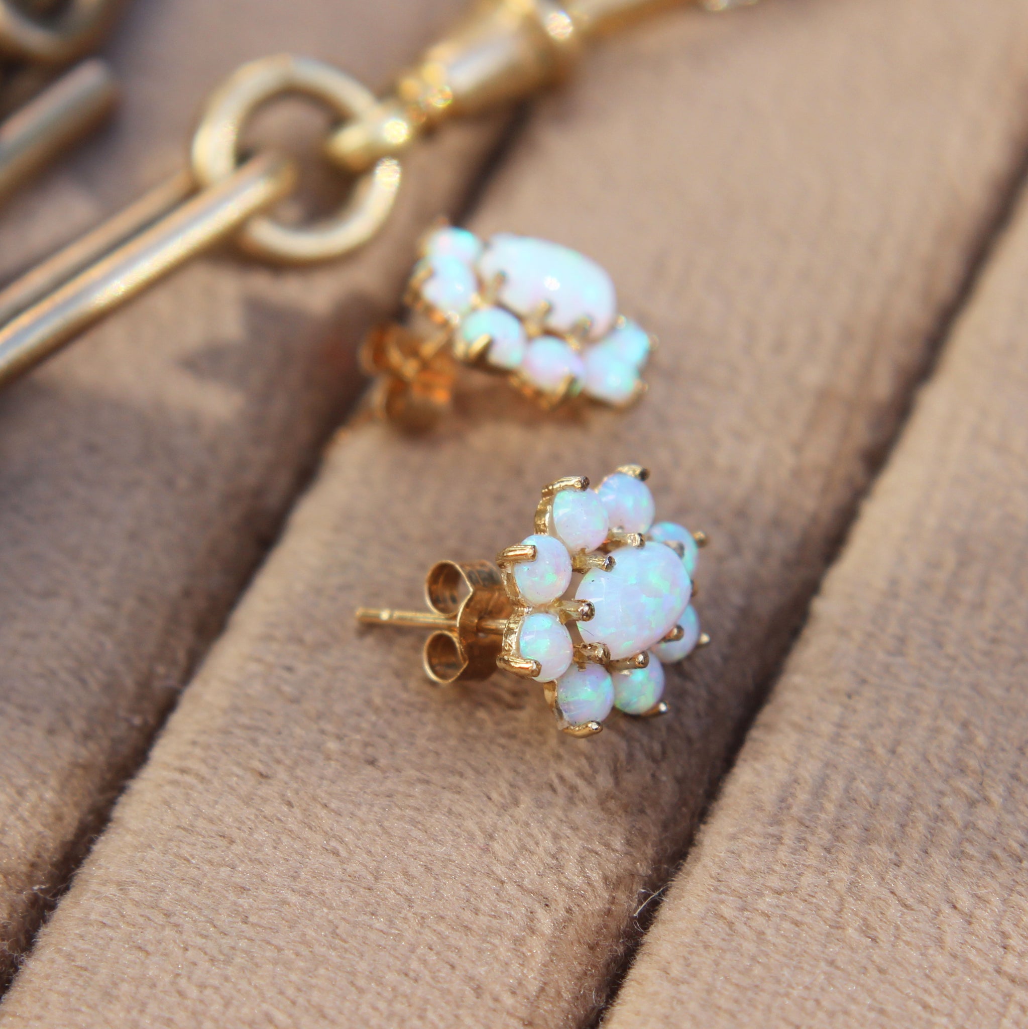Opal Cluster Stud Earrings