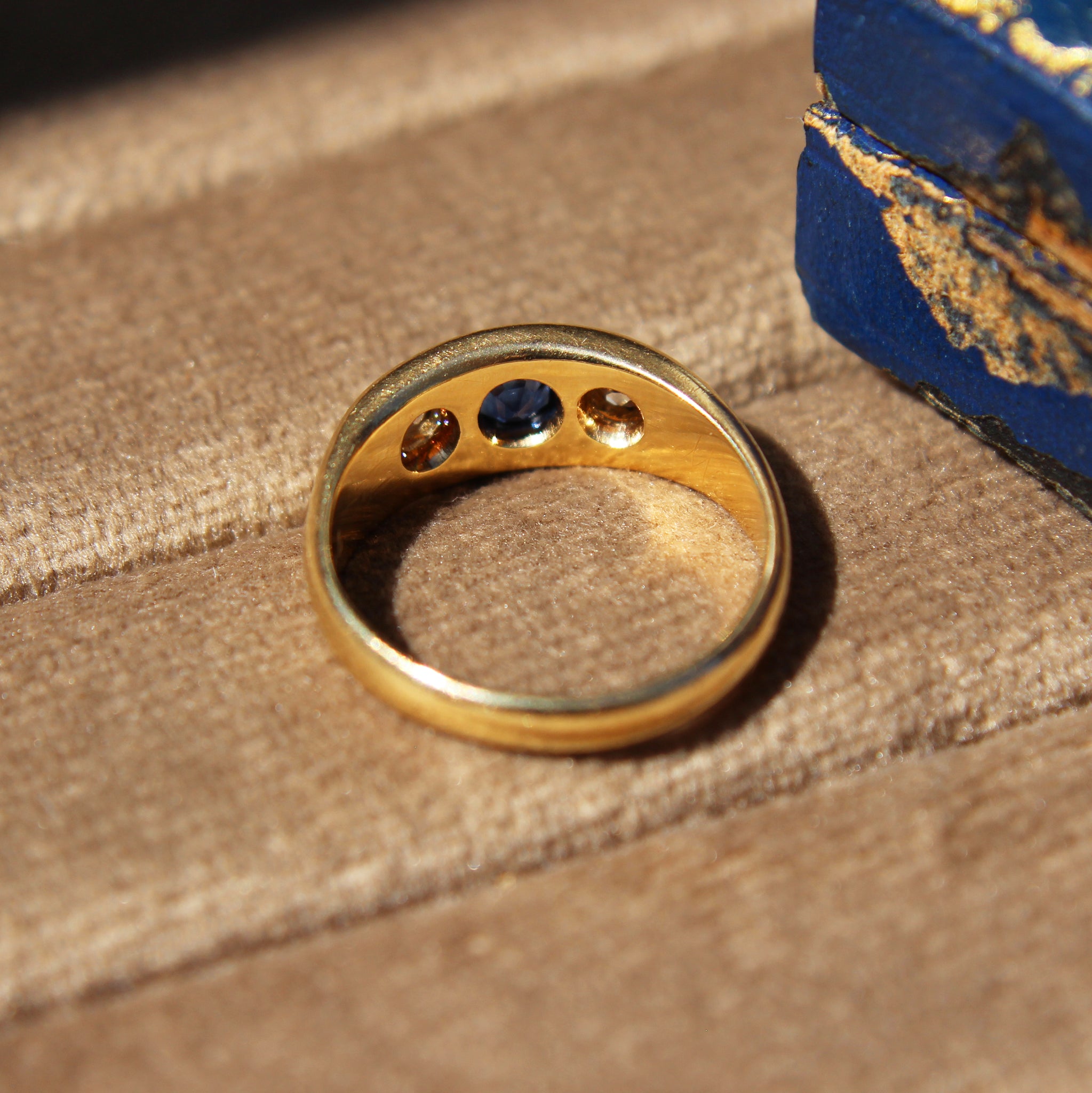 Edwardian Sapphire and Diamond Three Stone Ring