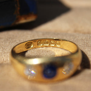 Edwardian Sapphire and Diamond Three Stone Ring