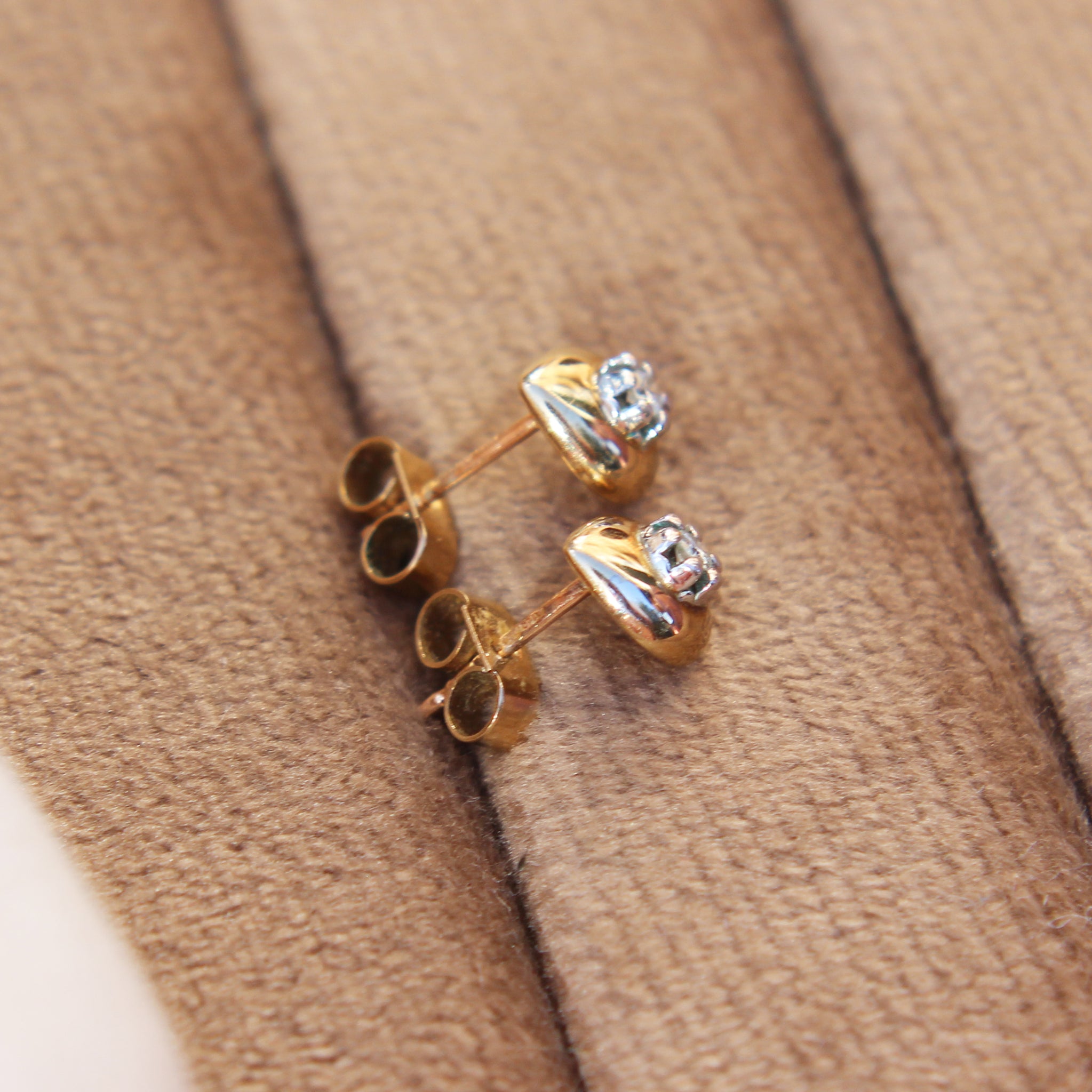 Vintage Diamond Teardrop Stud Earrings