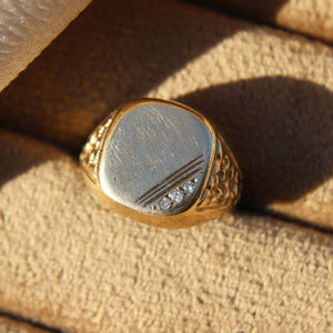 Vintage Cushion Shape Diamond Signet Ring
