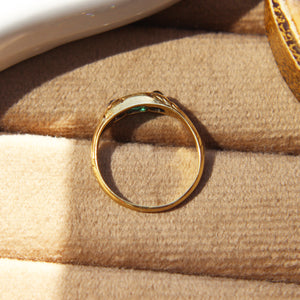 Victorian Emerald and Old Cut Diamond Three Stone Ring