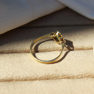 RESERVED Art Deco 1920s Emerald and Diamond Cluster Ring (2/3 instalment)