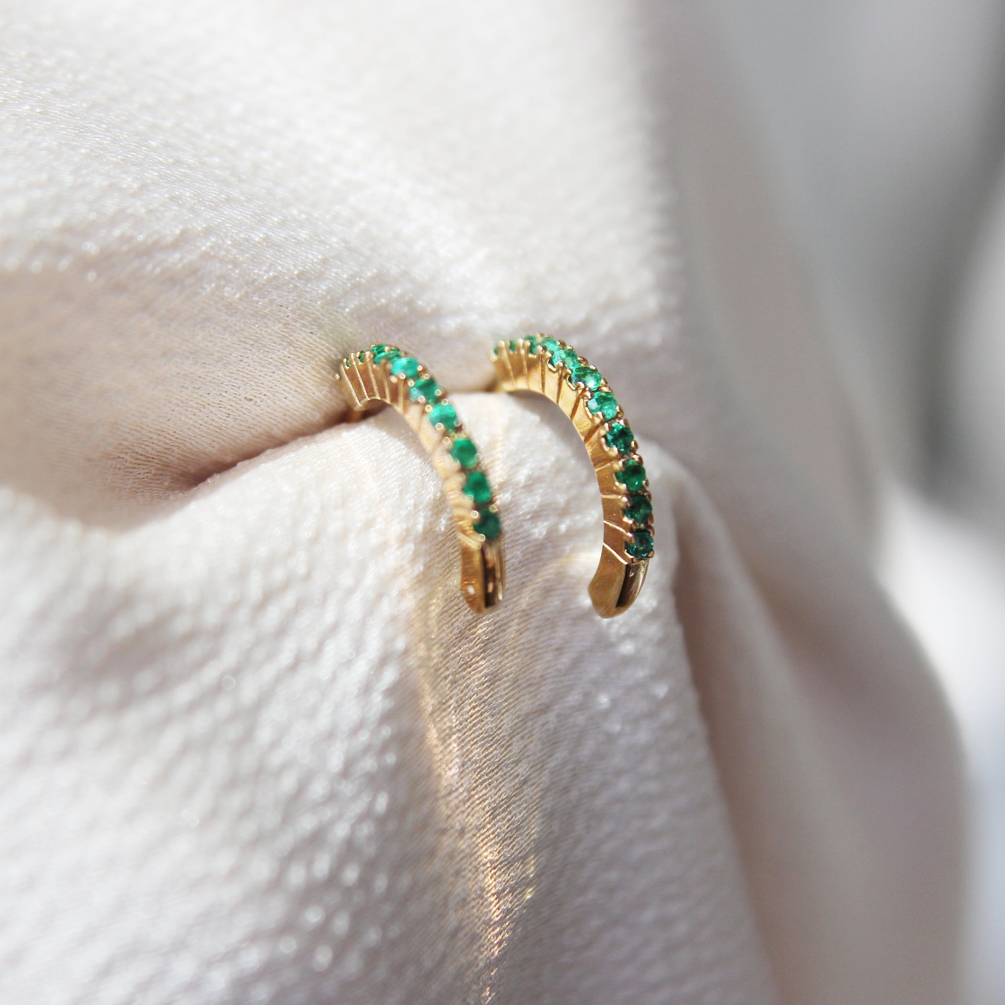 Vintage Emerald Half Hoop Earrings