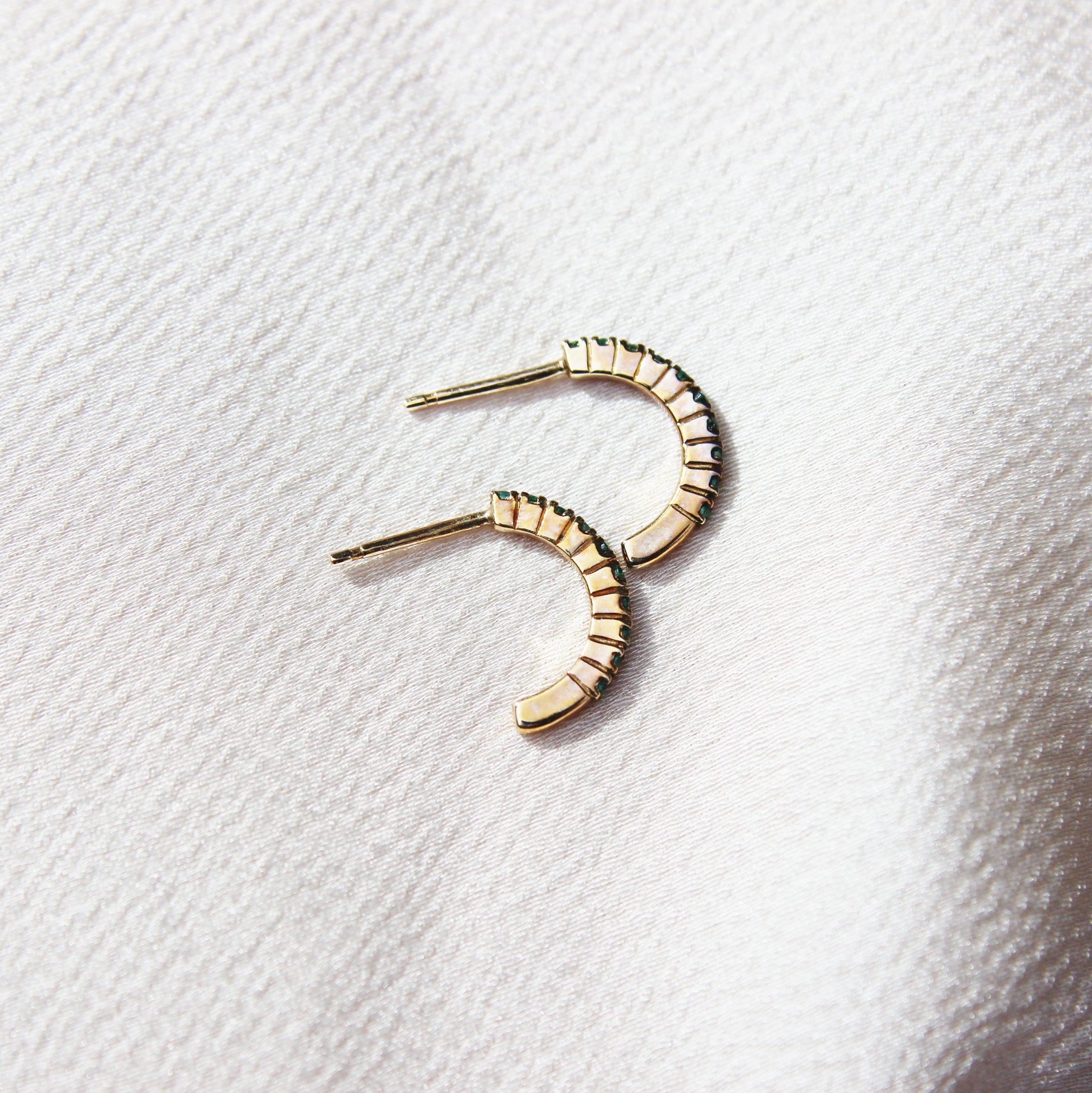 Vintage Emerald Half Hoop Earrings