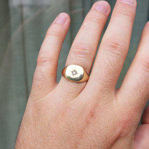 Vintage Diamond Star Set Signet Ring