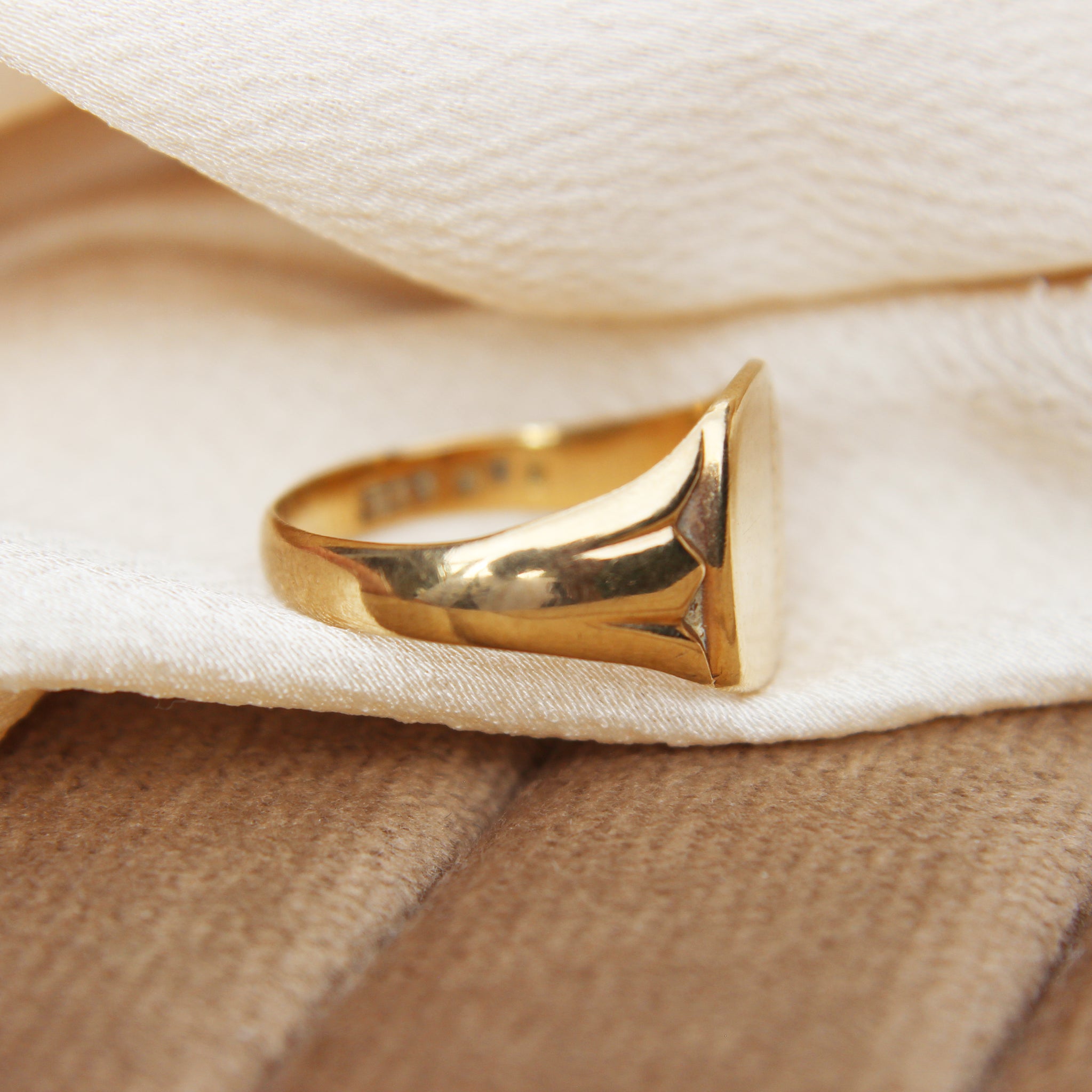 Vintage Cushion Shaped Engraved Signet Ring