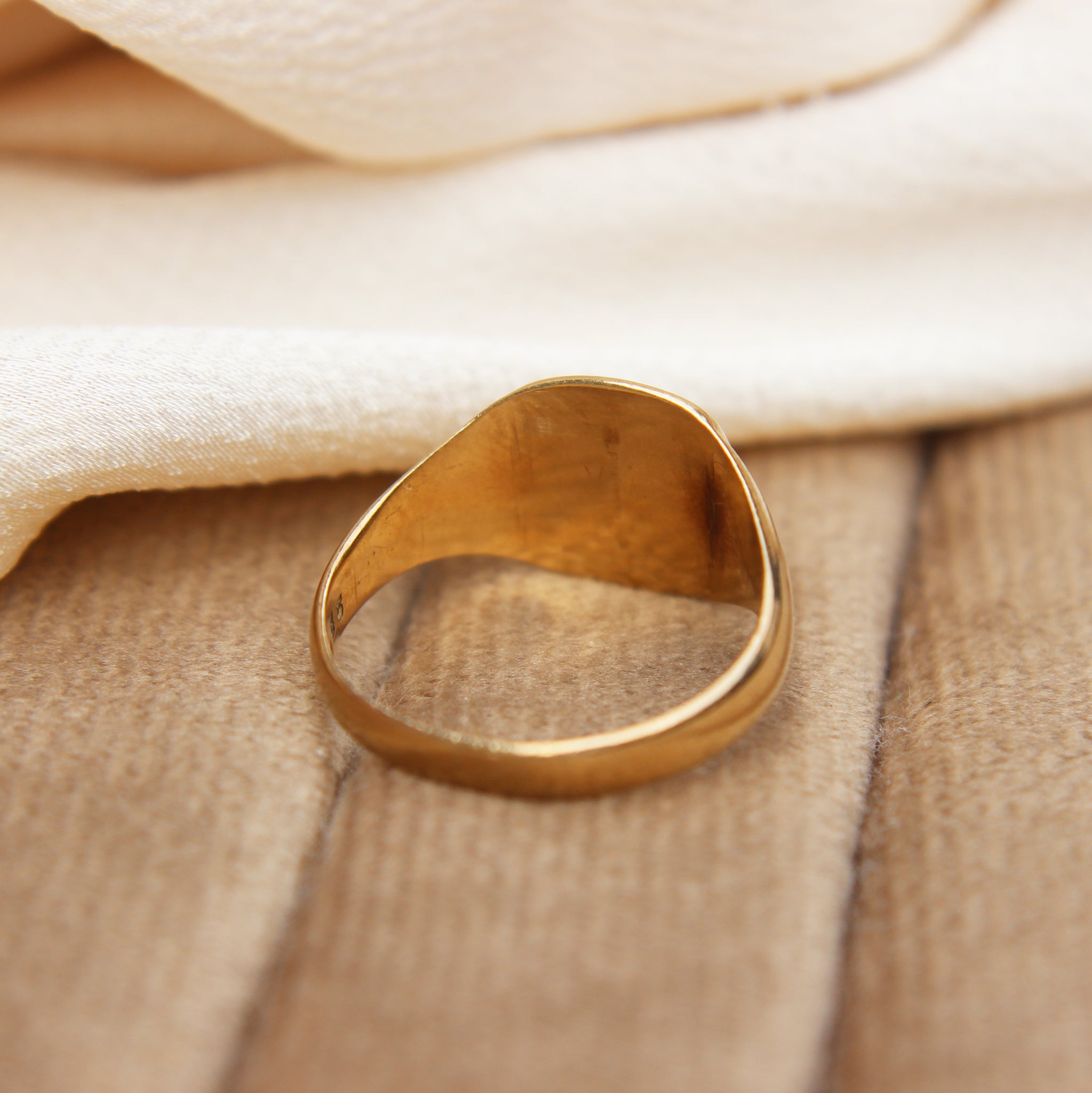 Vintage Cushion Shaped Engraved Signet Ring