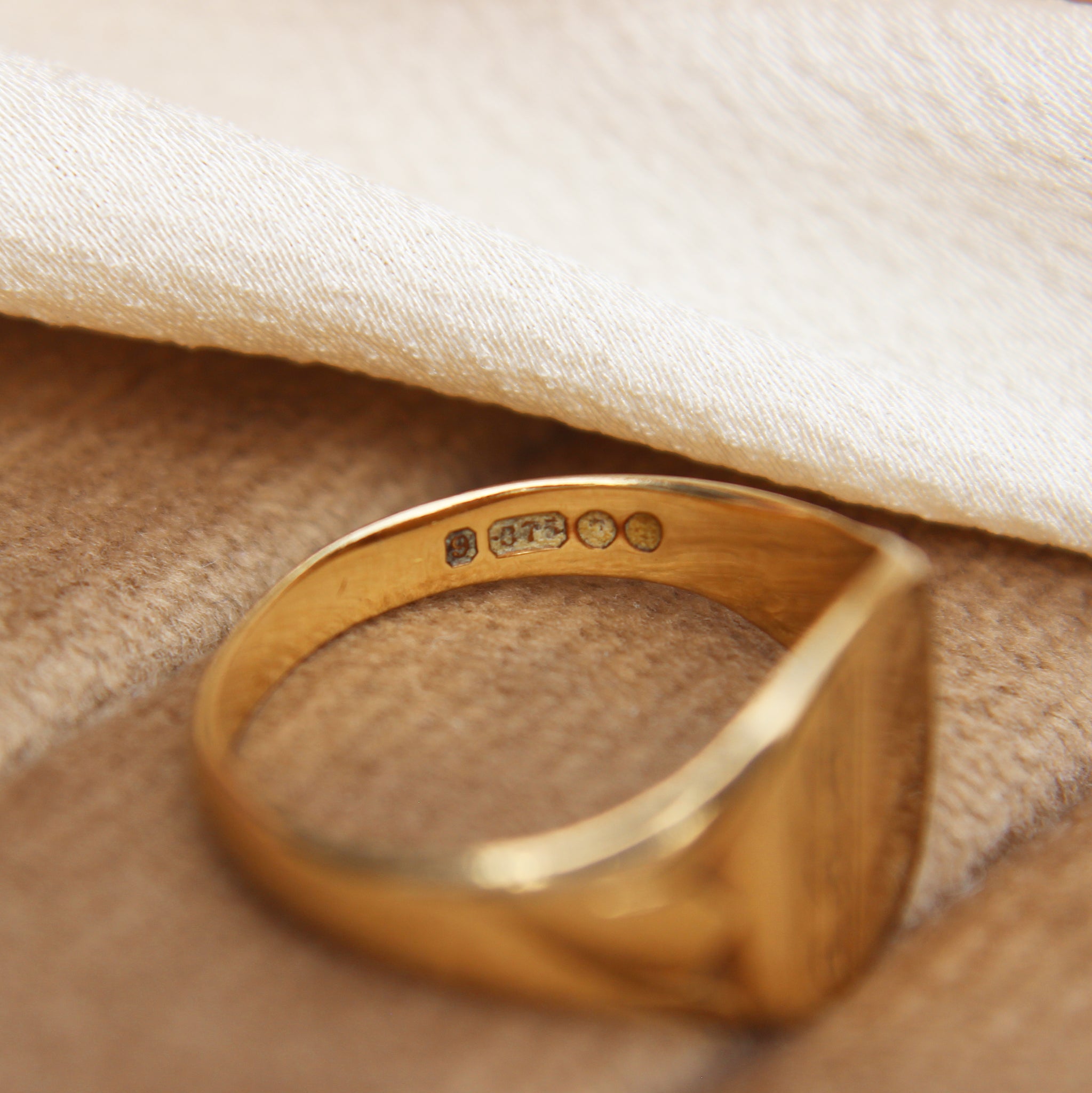 Vintage Cushion Shaped Engraved Signet Ring