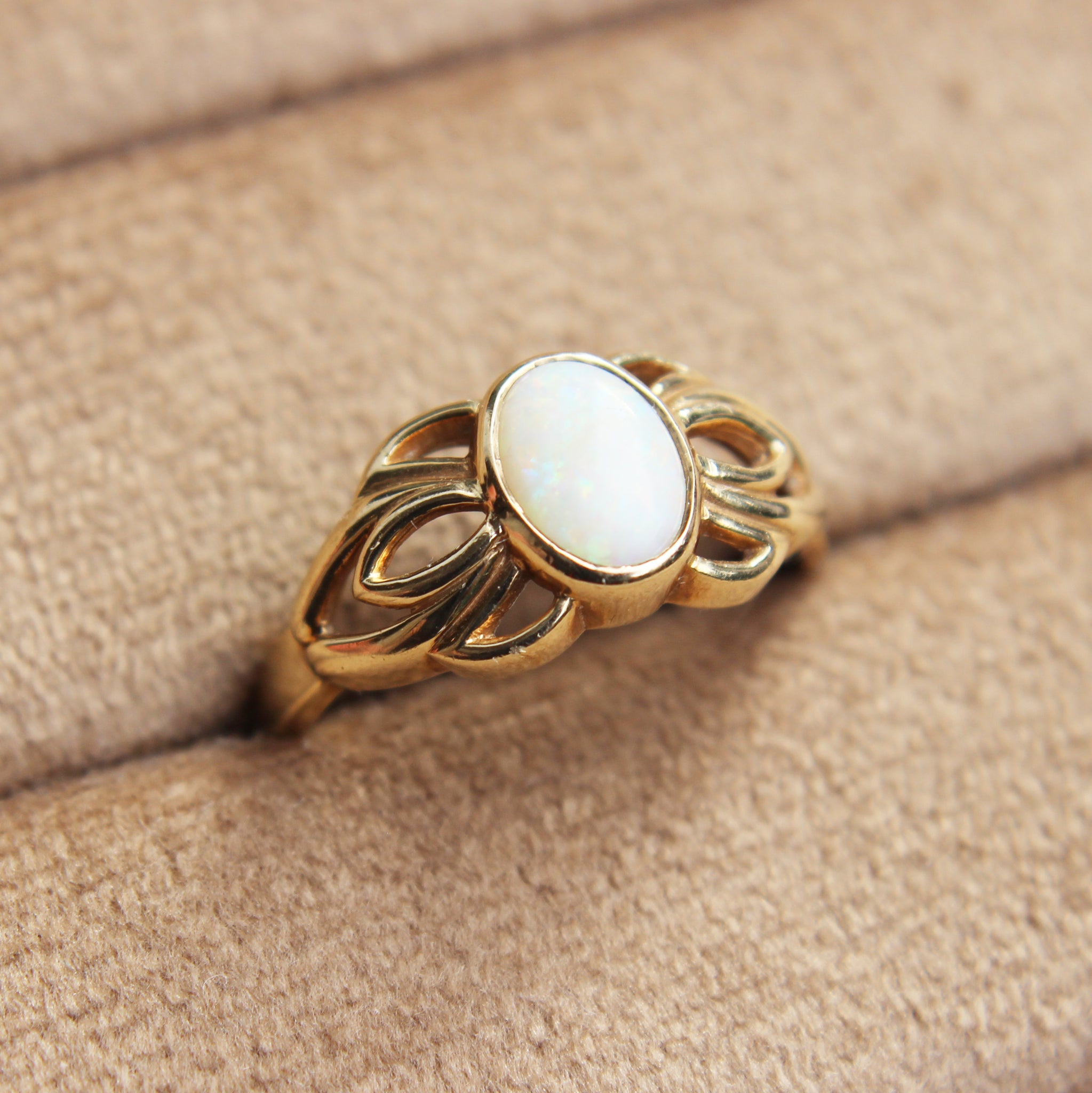 Vintage Cabochon Opal Abstract Ring