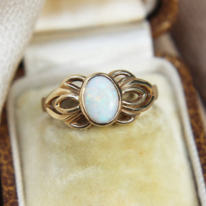 Vintage Cabochon Opal Abstract Ring