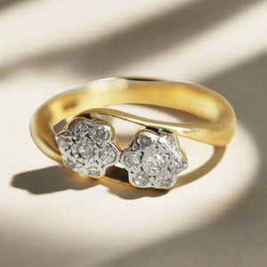 Victorian Diamond Double Daisy Cluster Ring