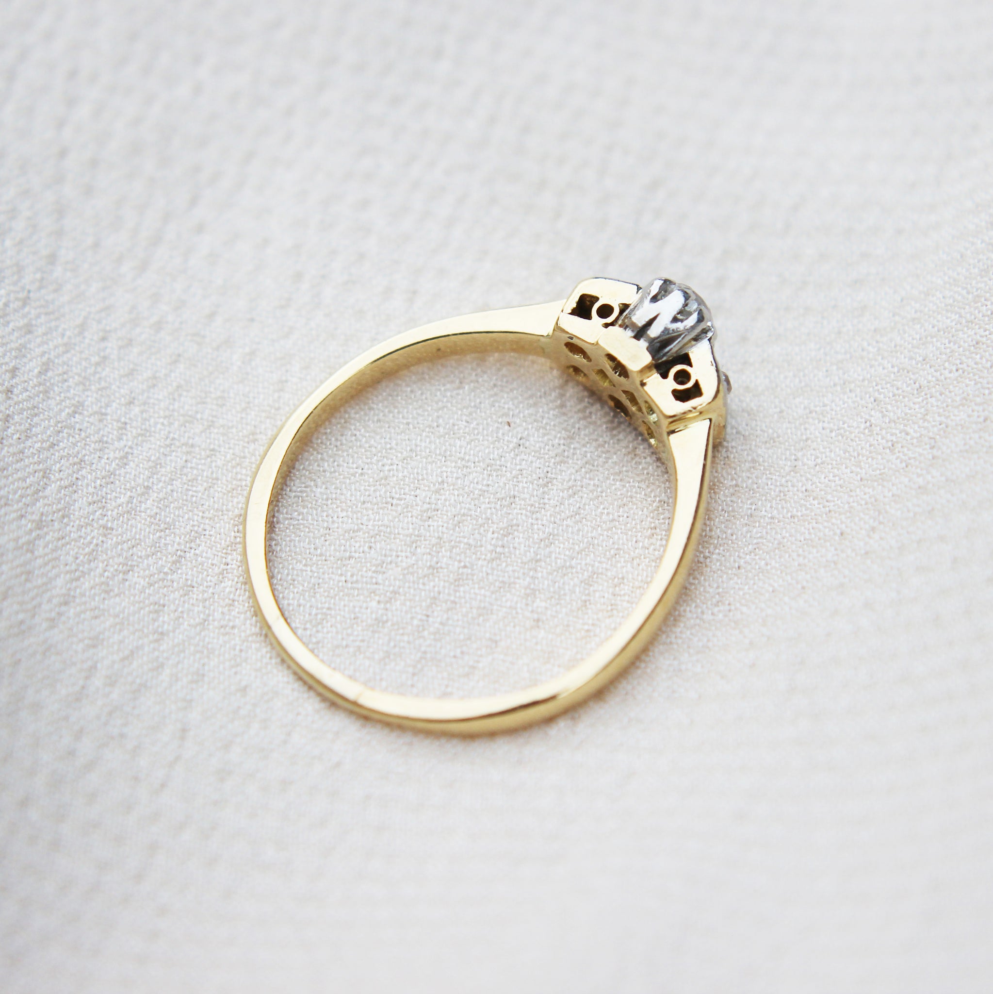 Art Deco 1920s Old Cut Diamond Two Stone Ring