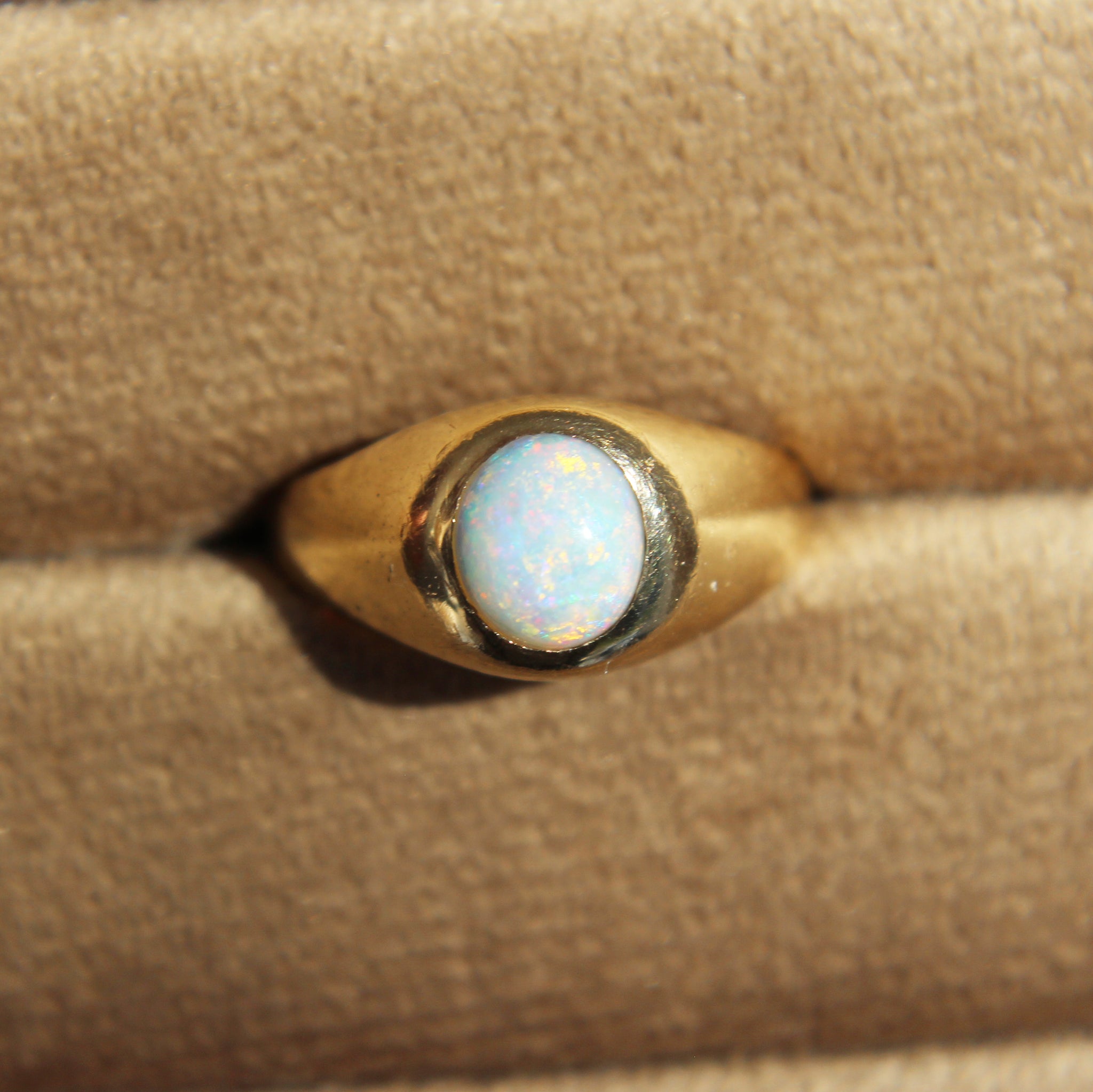 Victorian Opal Rubover Single Stone Ring