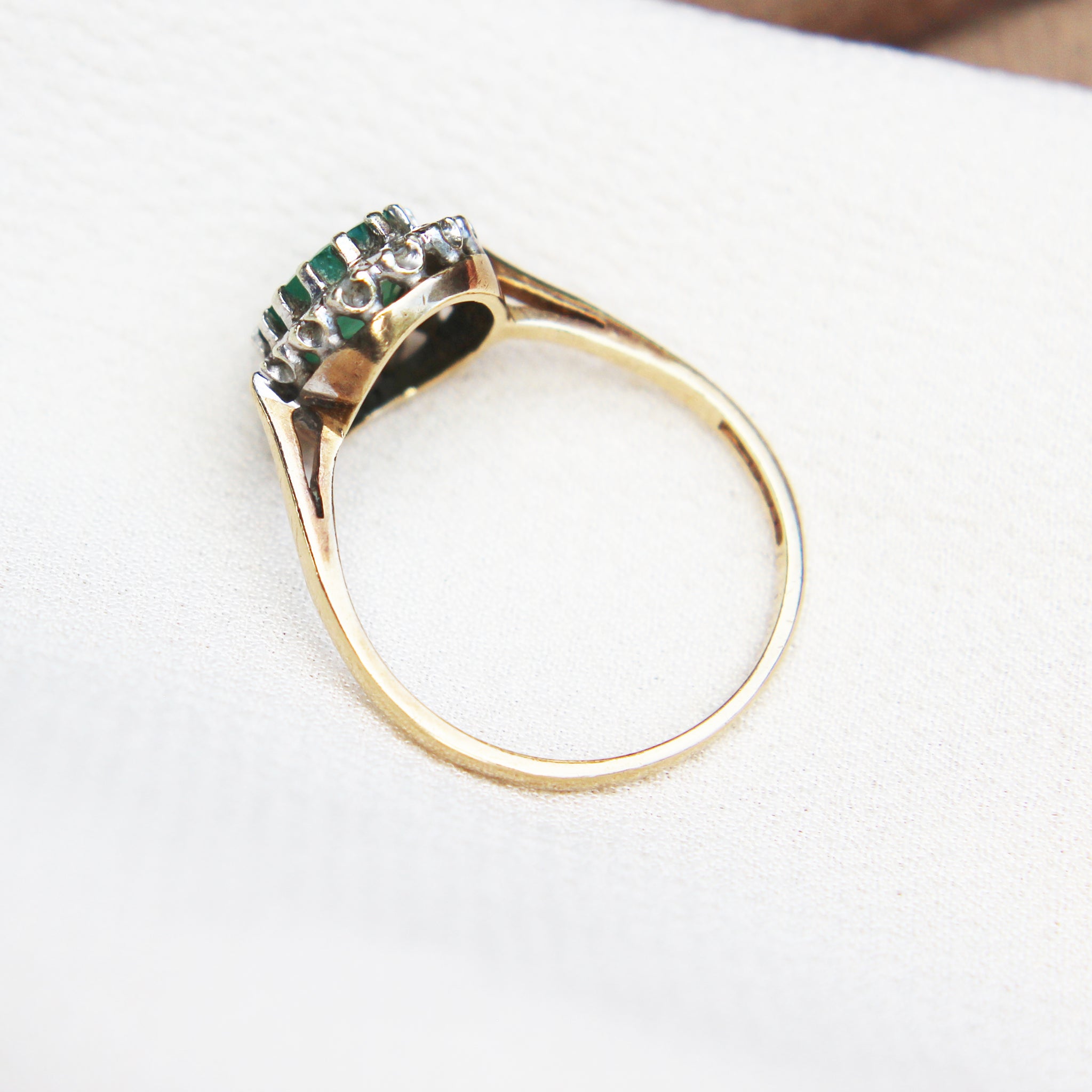 Vintage Emerald and Diamond Cluster Ring