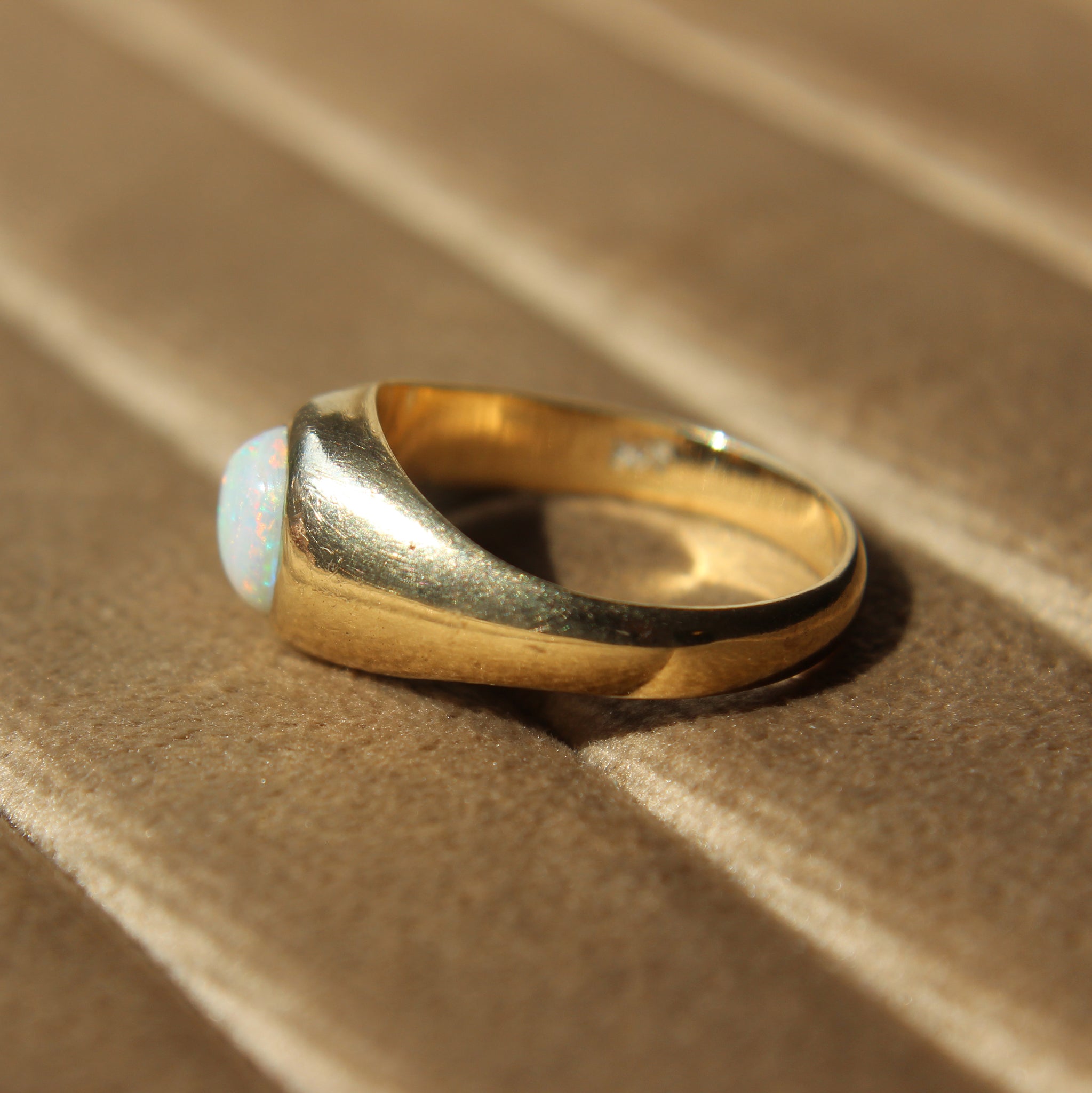Victorian Opal Rubover Single Stone Ring