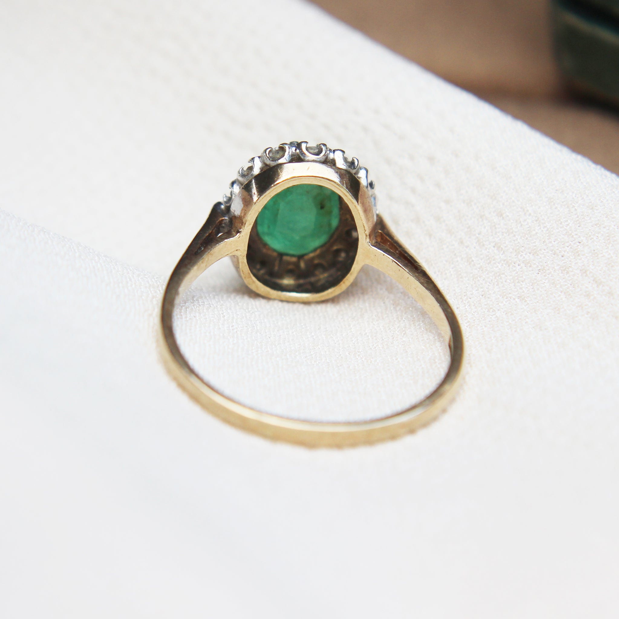 Vintage Emerald and Diamond Cluster Ring