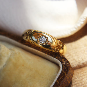 Victorian Old Cut Diamond Single Stone Star Set Ring