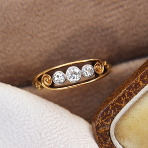 Edwardian Old Cut Diamond Three Stone Ring