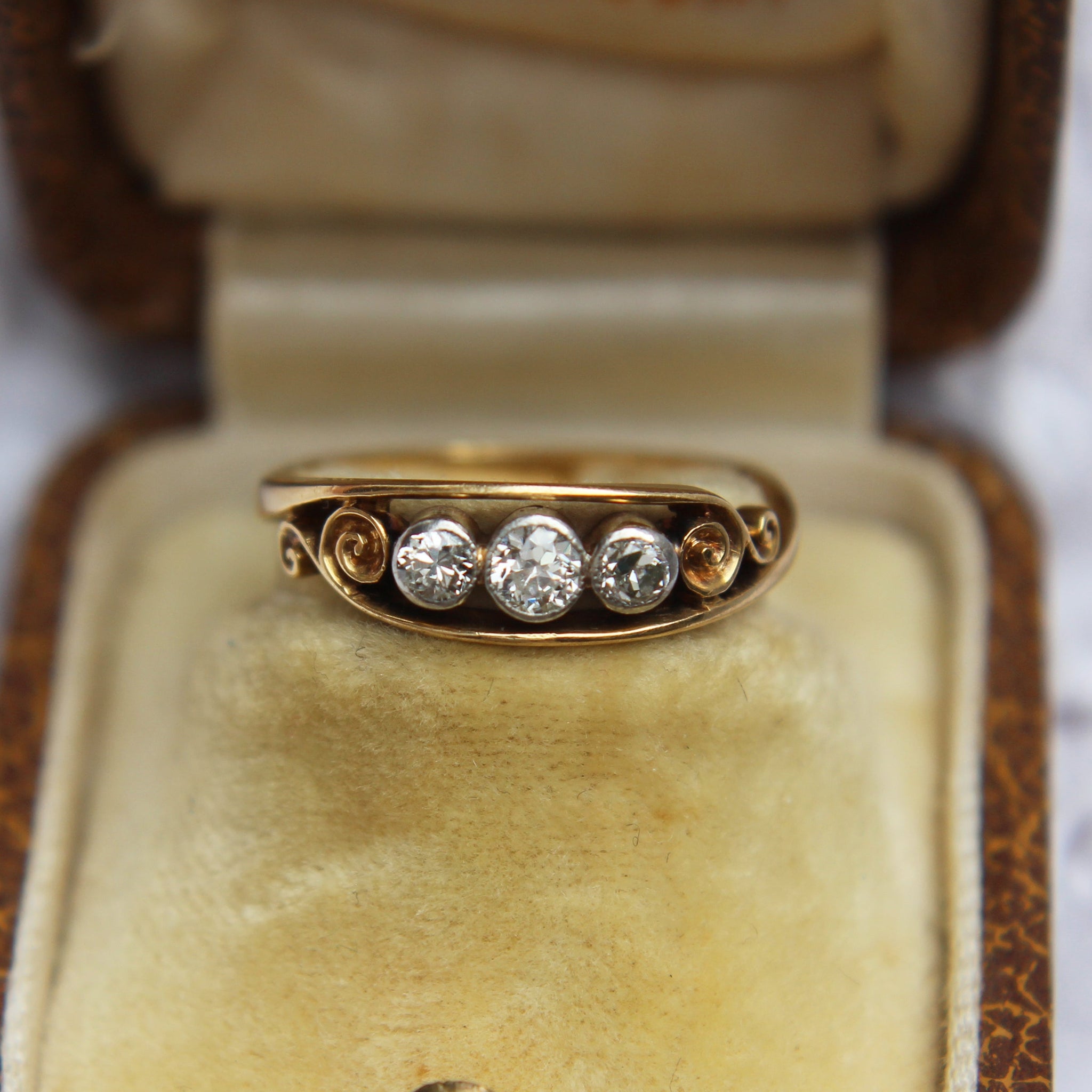 Edwardian Old Cut Diamond Three Stone Ring