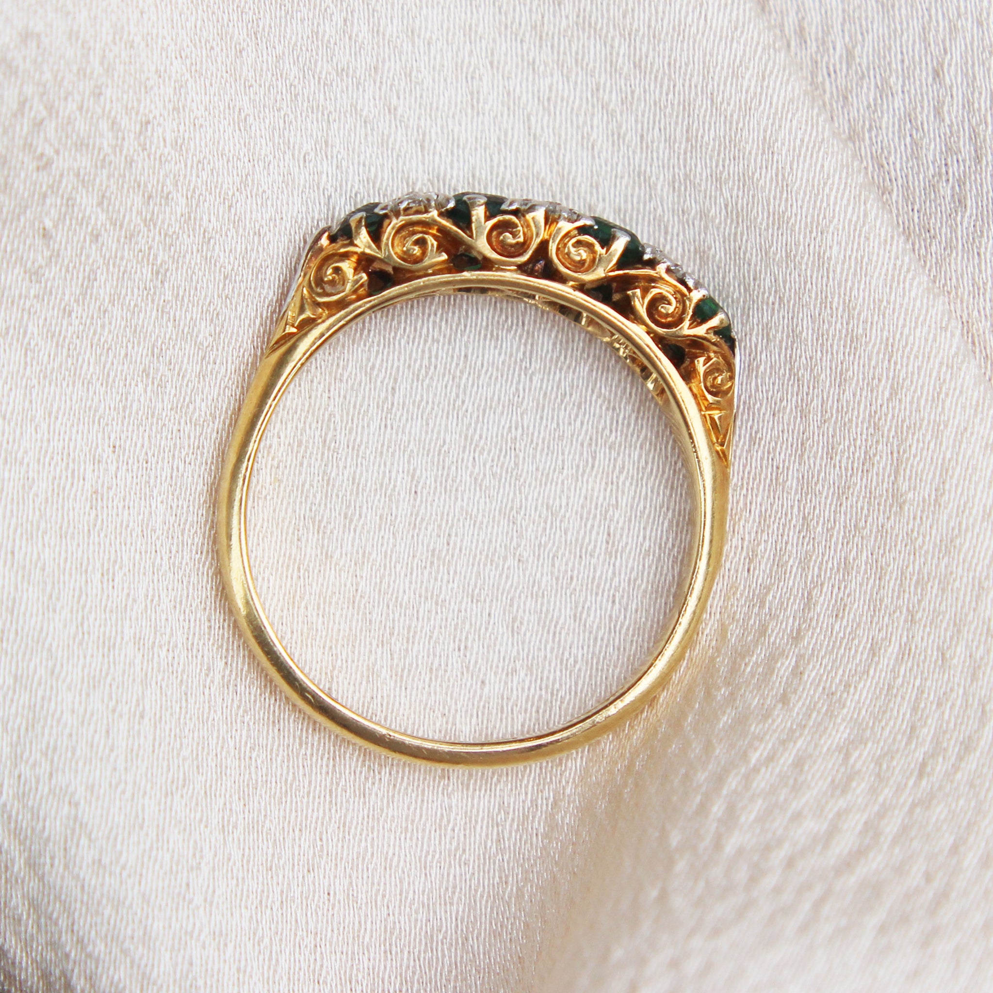 Edwardian Emerald and Diamond Four Stone Ring