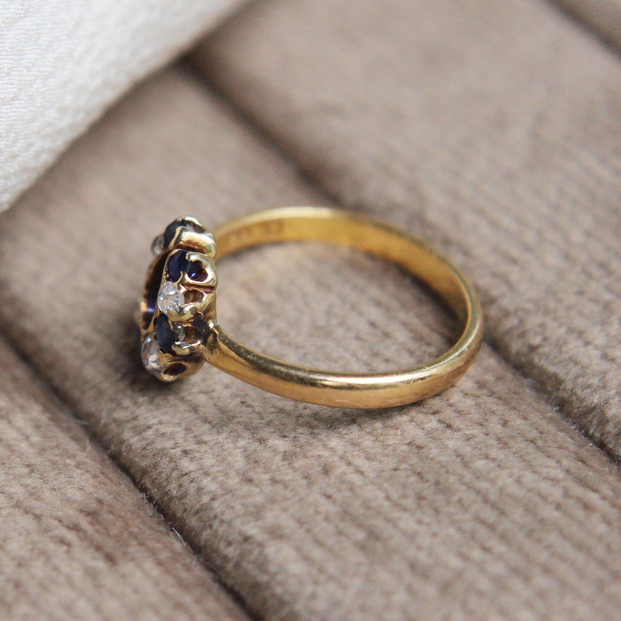 (1st Payment) Victorian Sapphire and Old Cut Diamond Horseshoe Ring