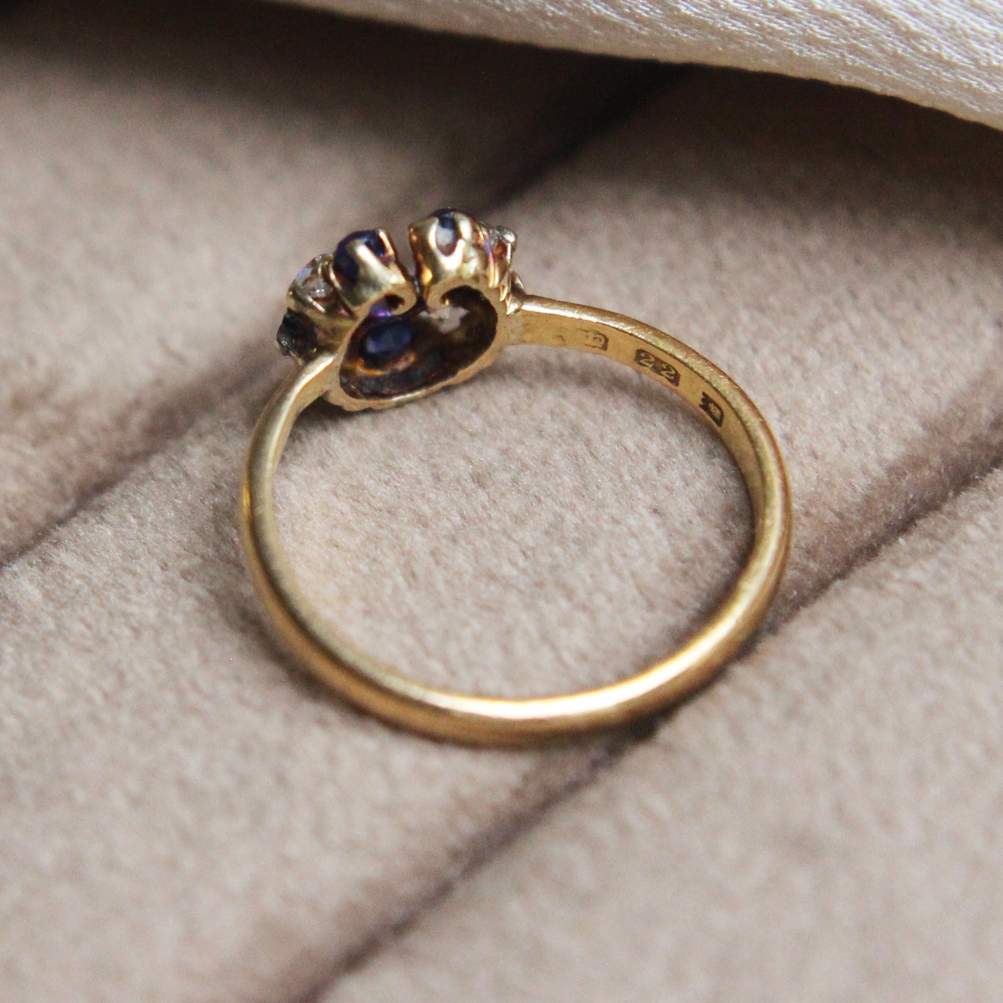 (1st Payment) Victorian Sapphire and Old Cut Diamond Horseshoe Ring