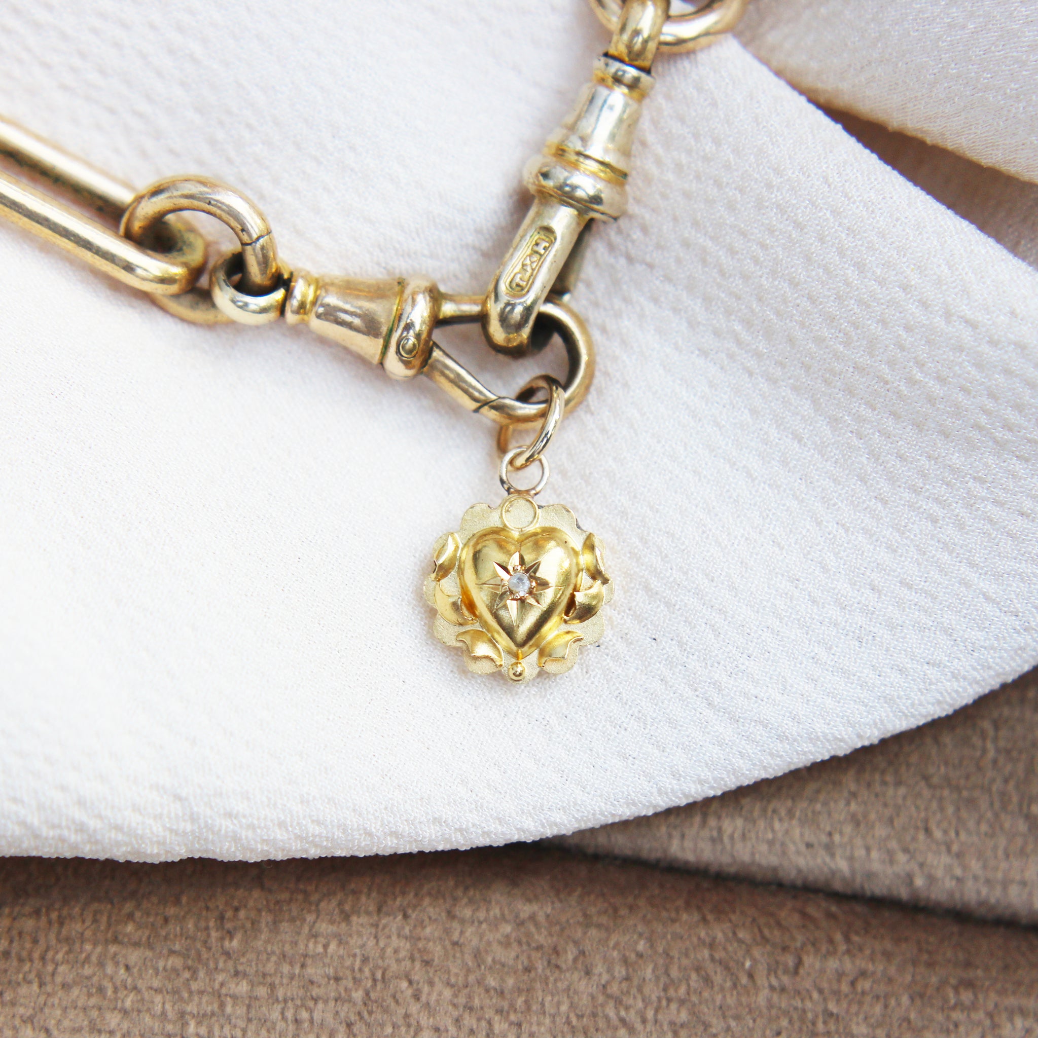 Victorian Rose Cut Diamond Heart Charm Pendant