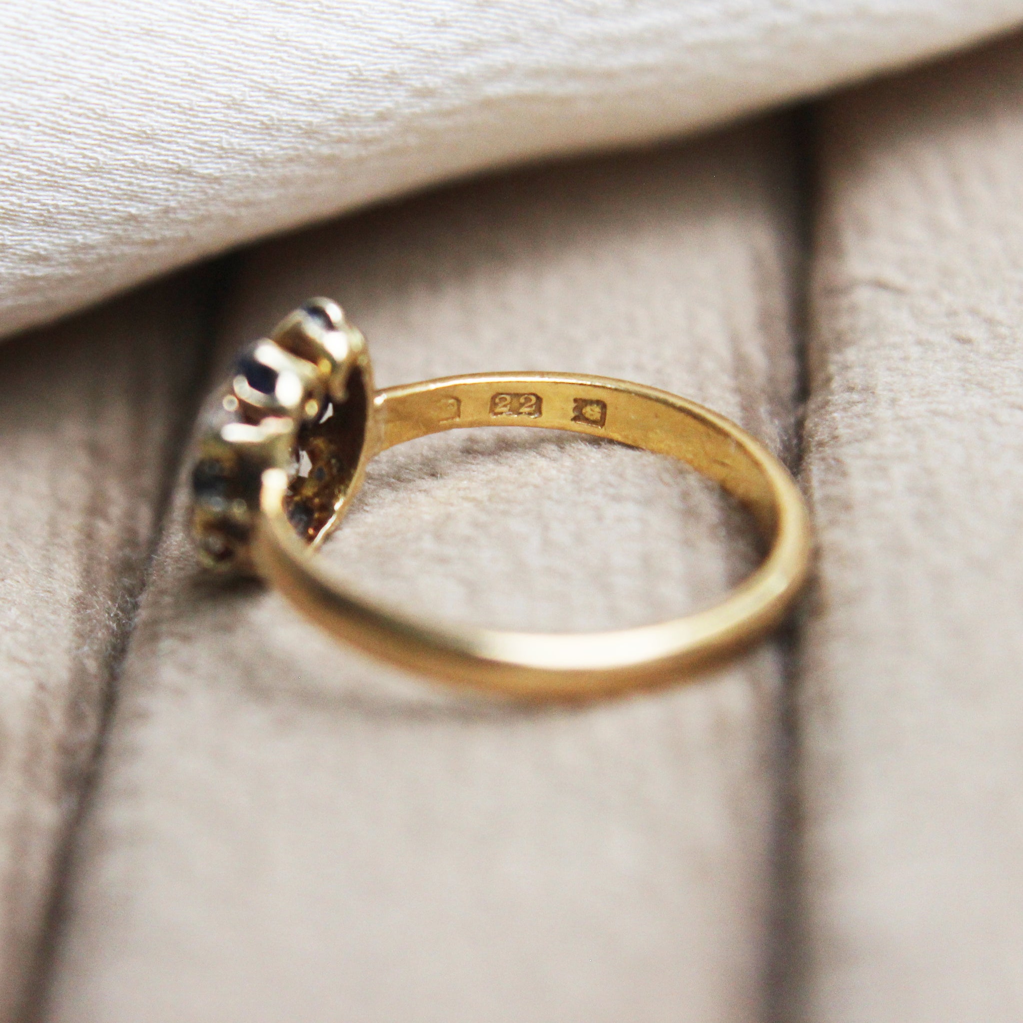 (1st Payment) Victorian Sapphire and Old Cut Diamond Horseshoe Ring