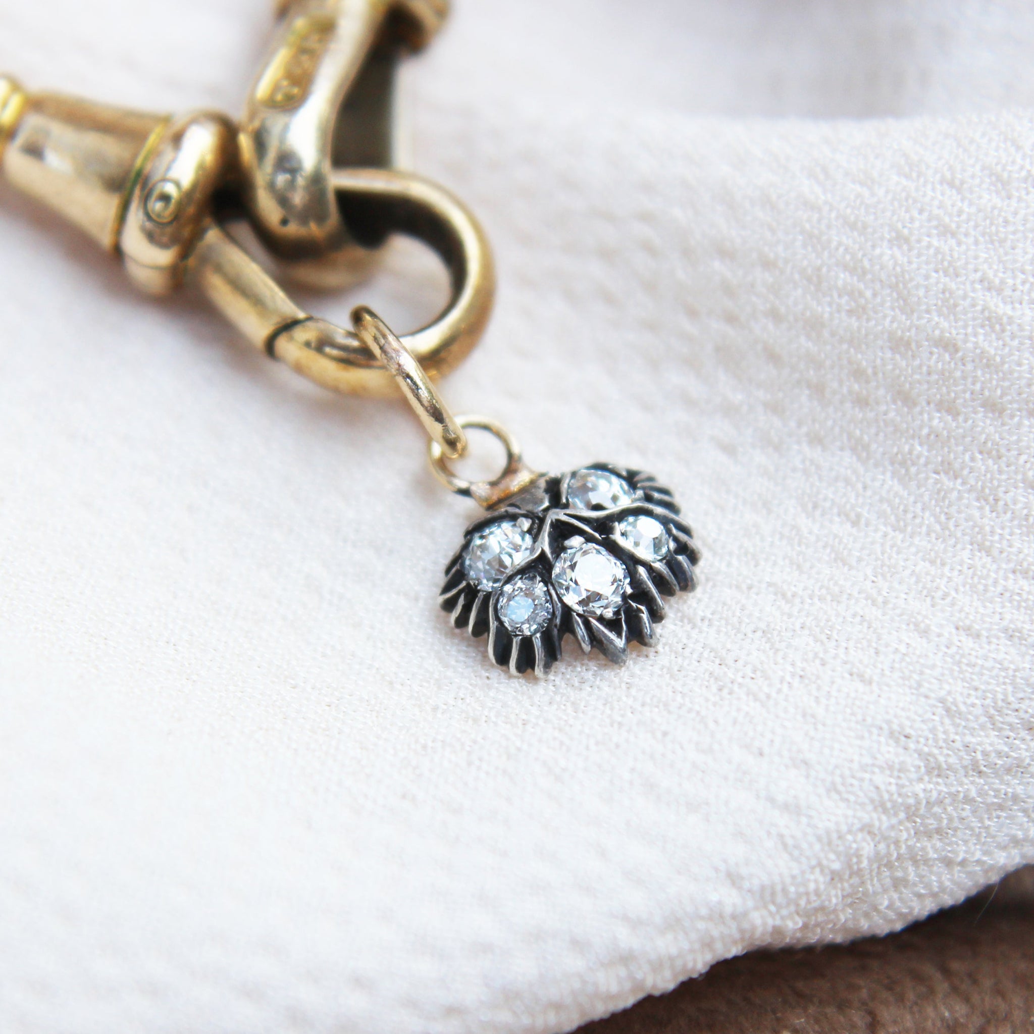 RESERVED Victorian Old Cut Diamond Floral Charm Pendant