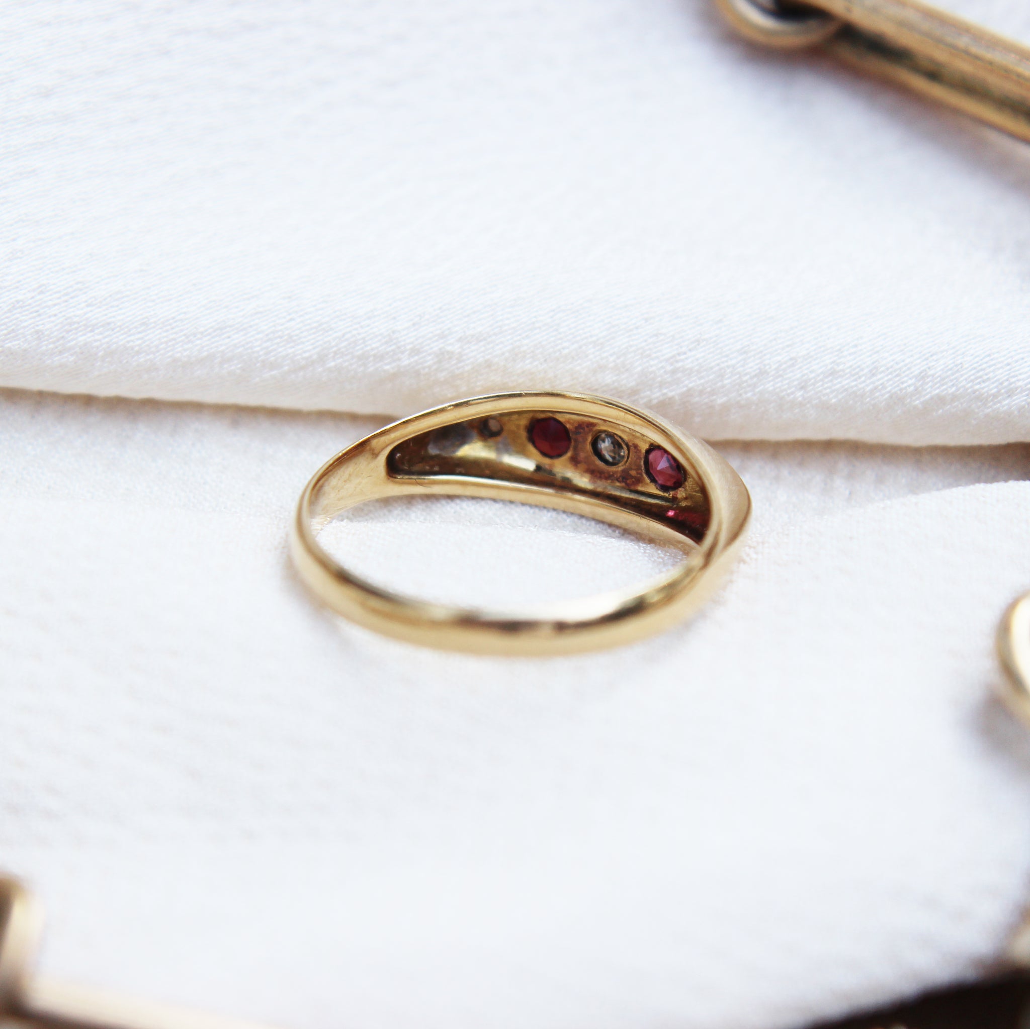 Edwardian Ruby and Diamond Five Stone Ring